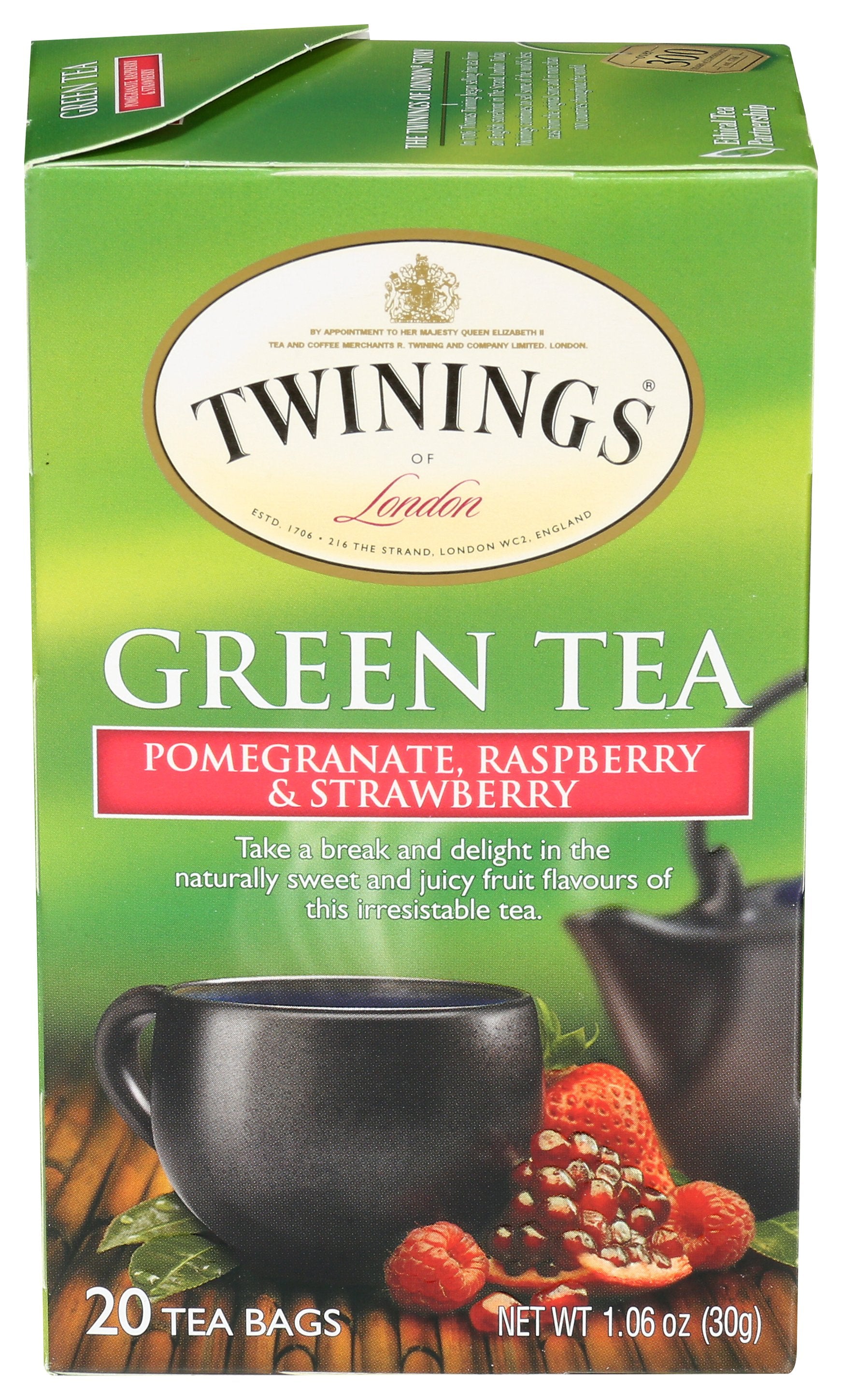 TWINING TEA TEA GRN PMGRNT PSPBRY STR - Case of 6