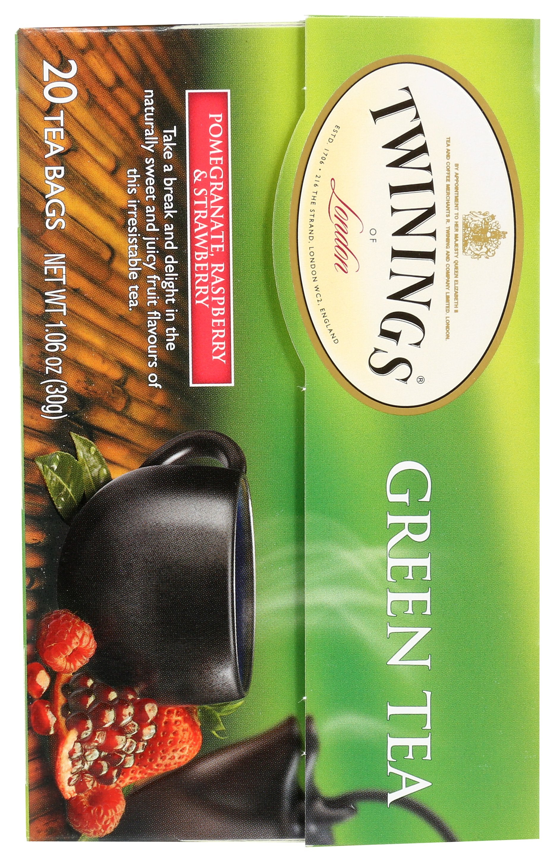 TWINING TEA TEA GRN PMGRNT PSPBRY STR - Case of 6
