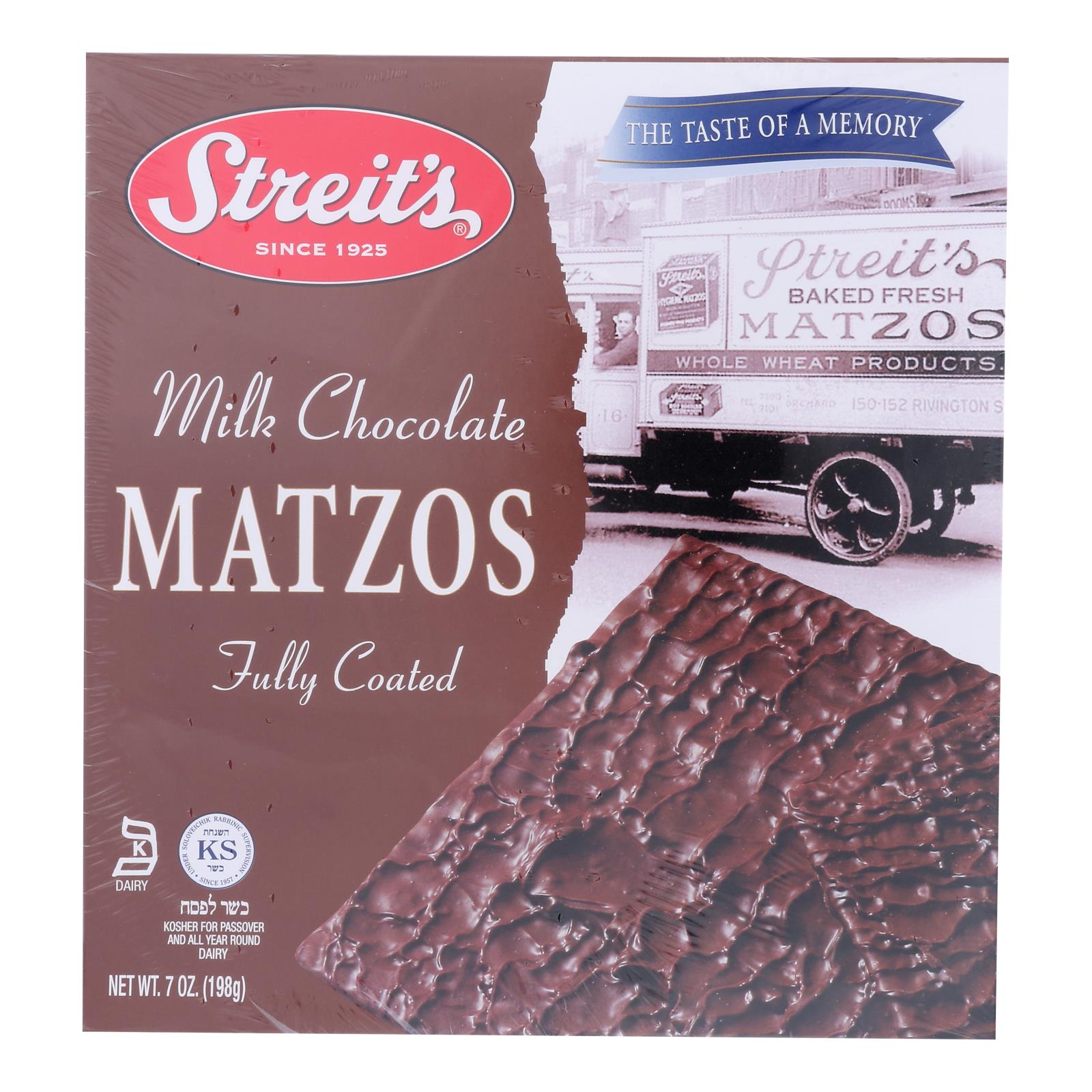 Streit's - Matzo Milk Chocolate Kosher for Passover - Case of 12-7 OZ