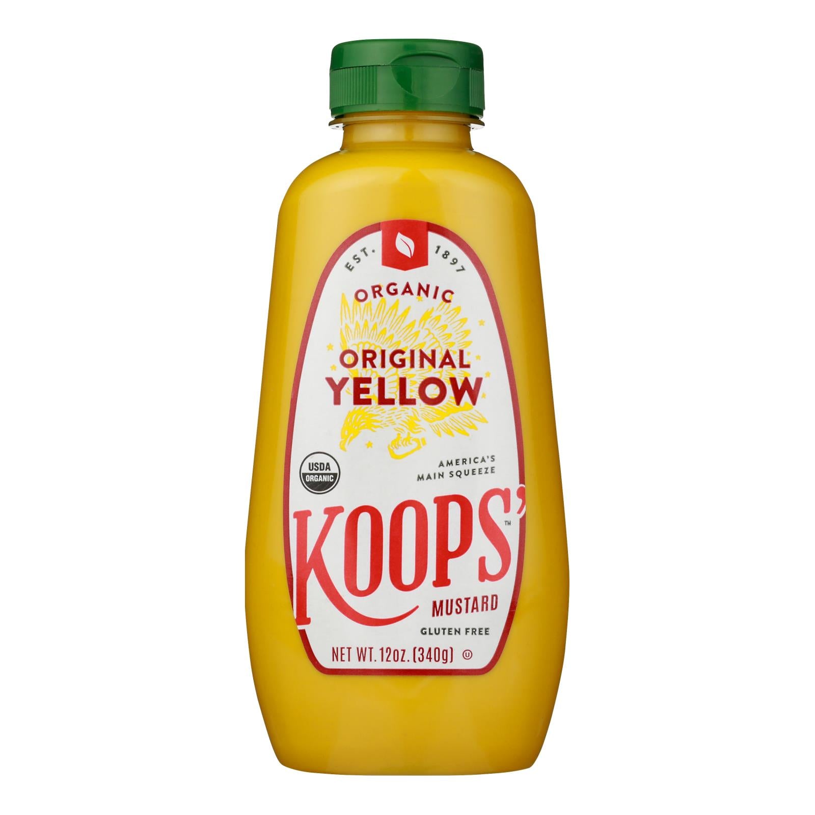 Koops' Organic Mustard: Yellow Gluten Free - Case of 12 - 12 oz