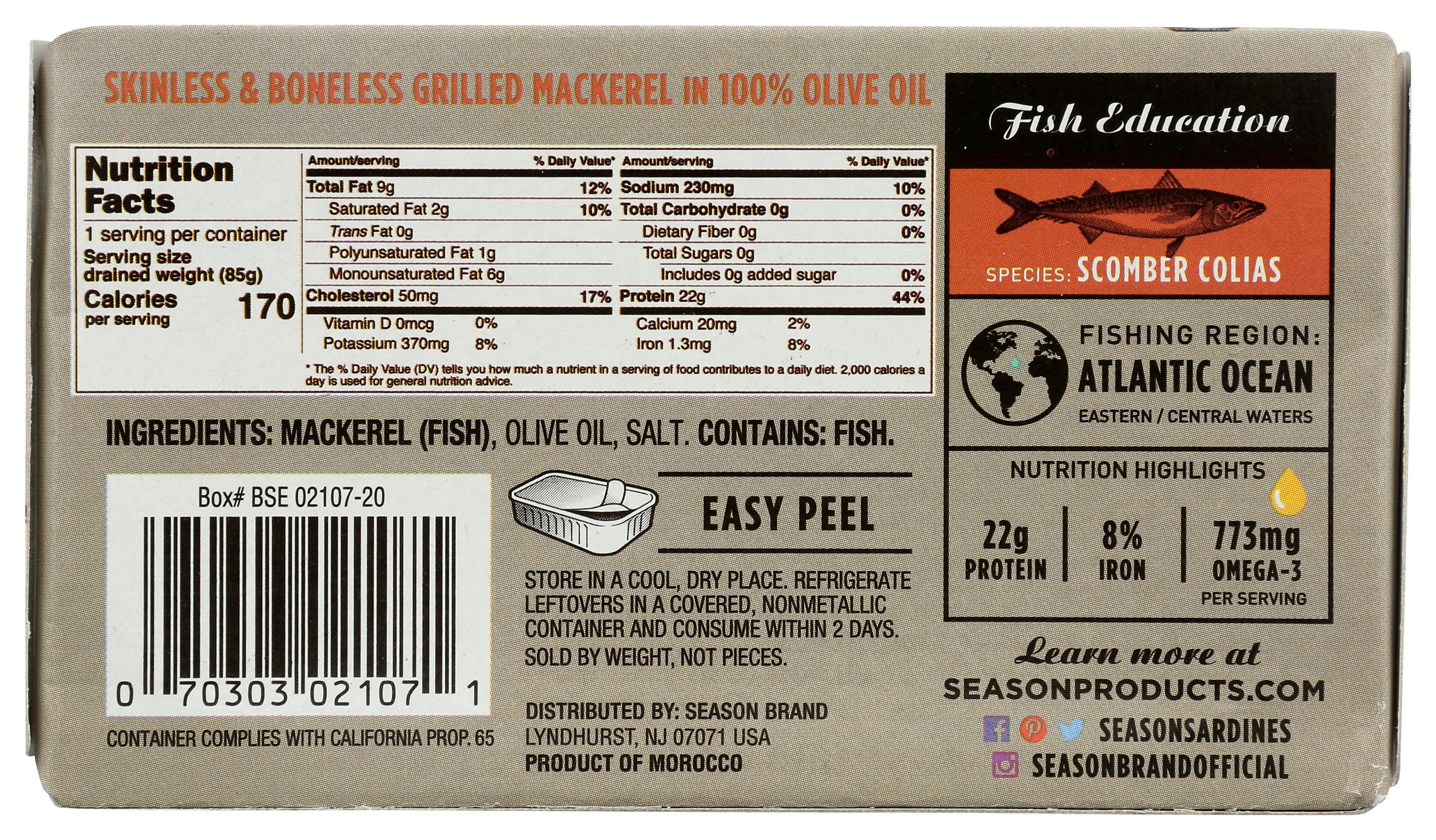 SEASONS MACKEREL SKNLS BONELSS GR - Case of 12