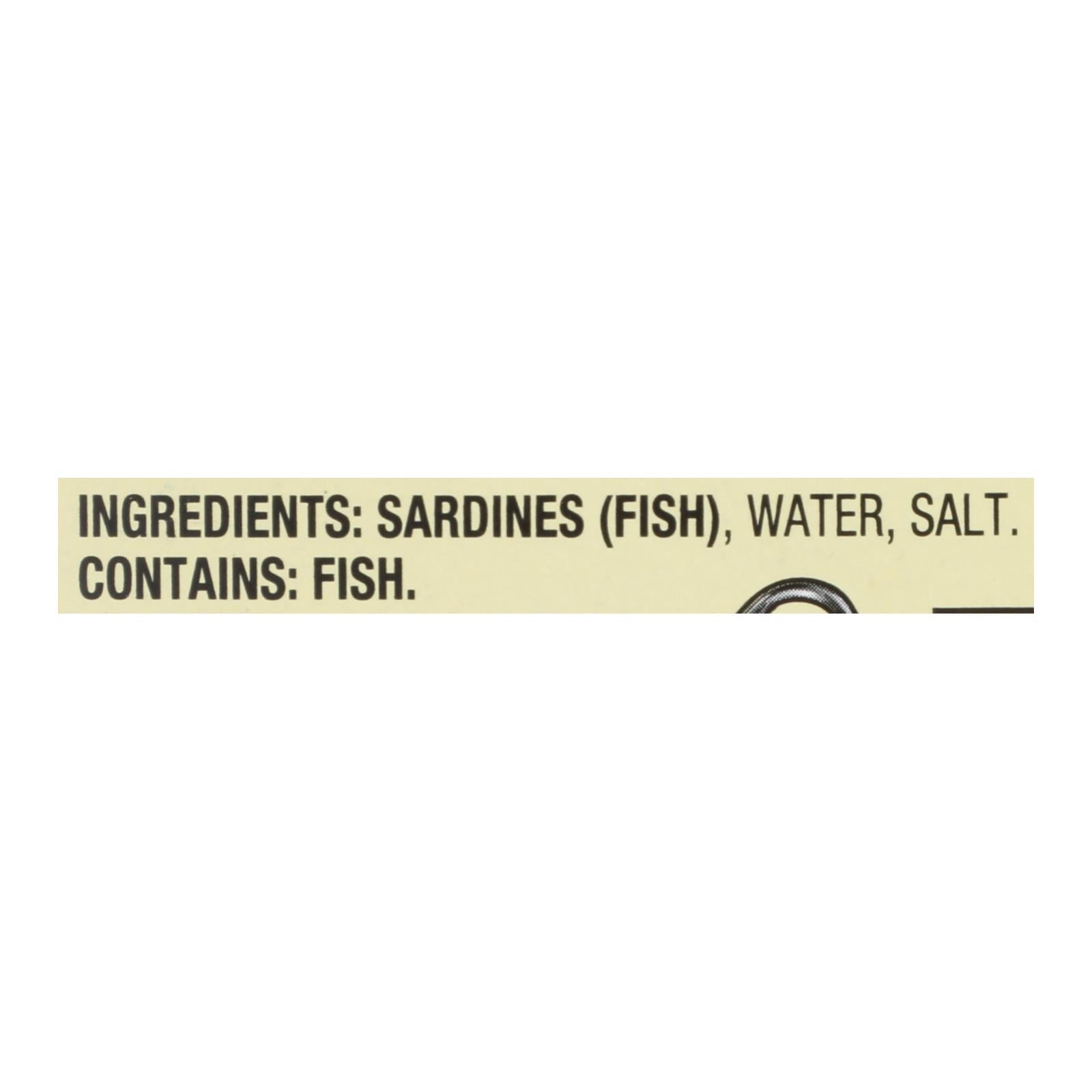 Season Brand Sardines - Skinless And Boneless - In Water - Salt Added - 3.75 Oz - Case Of 12