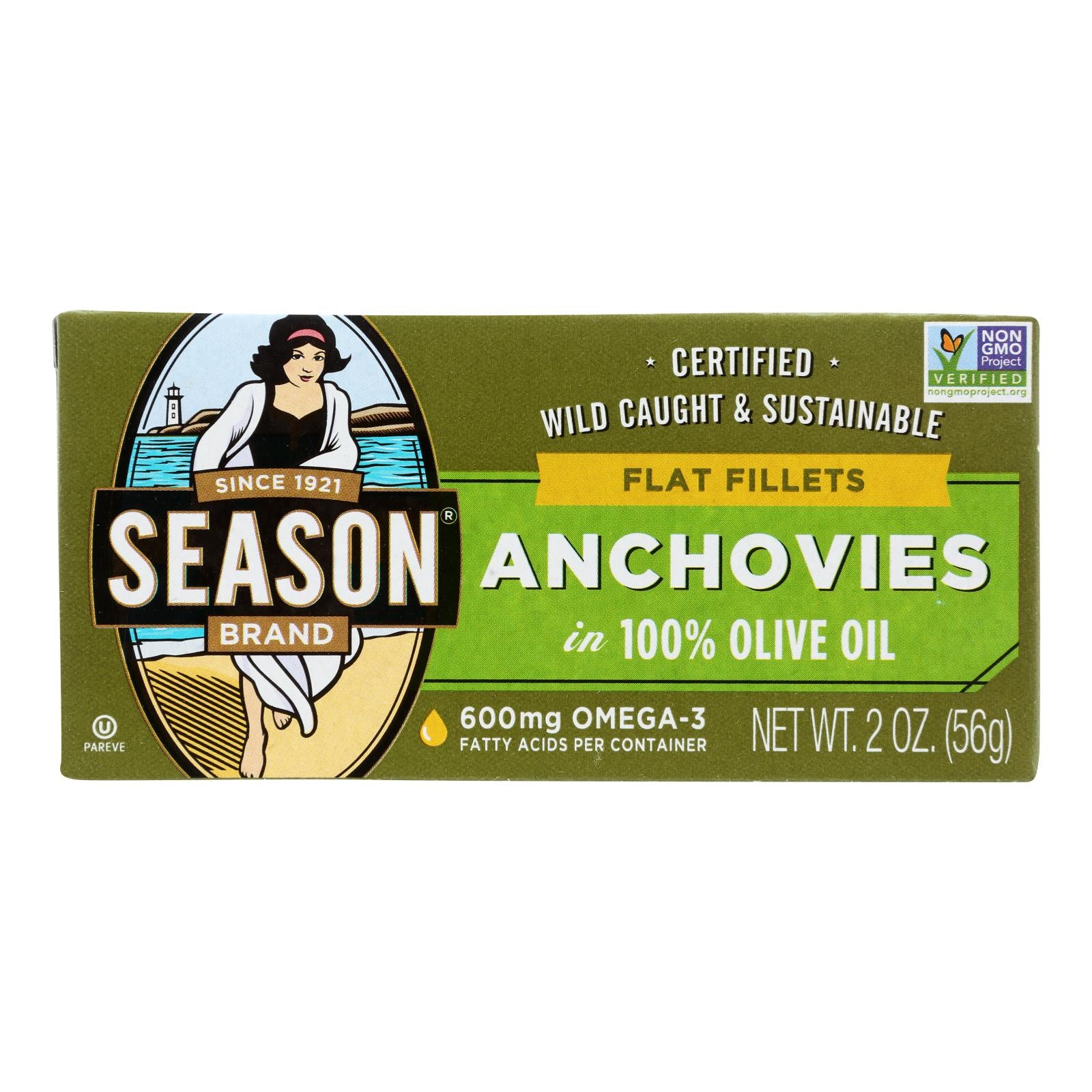 Season Flat Anchovies In Olive Oil - Case Of 12 - 2 Oz