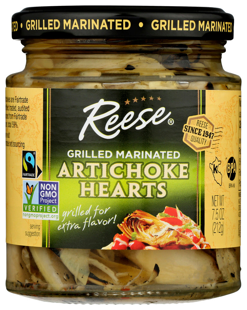 Reese Grilled Marinated Artichoke Hearts - Case of 12 - 7.5 oz