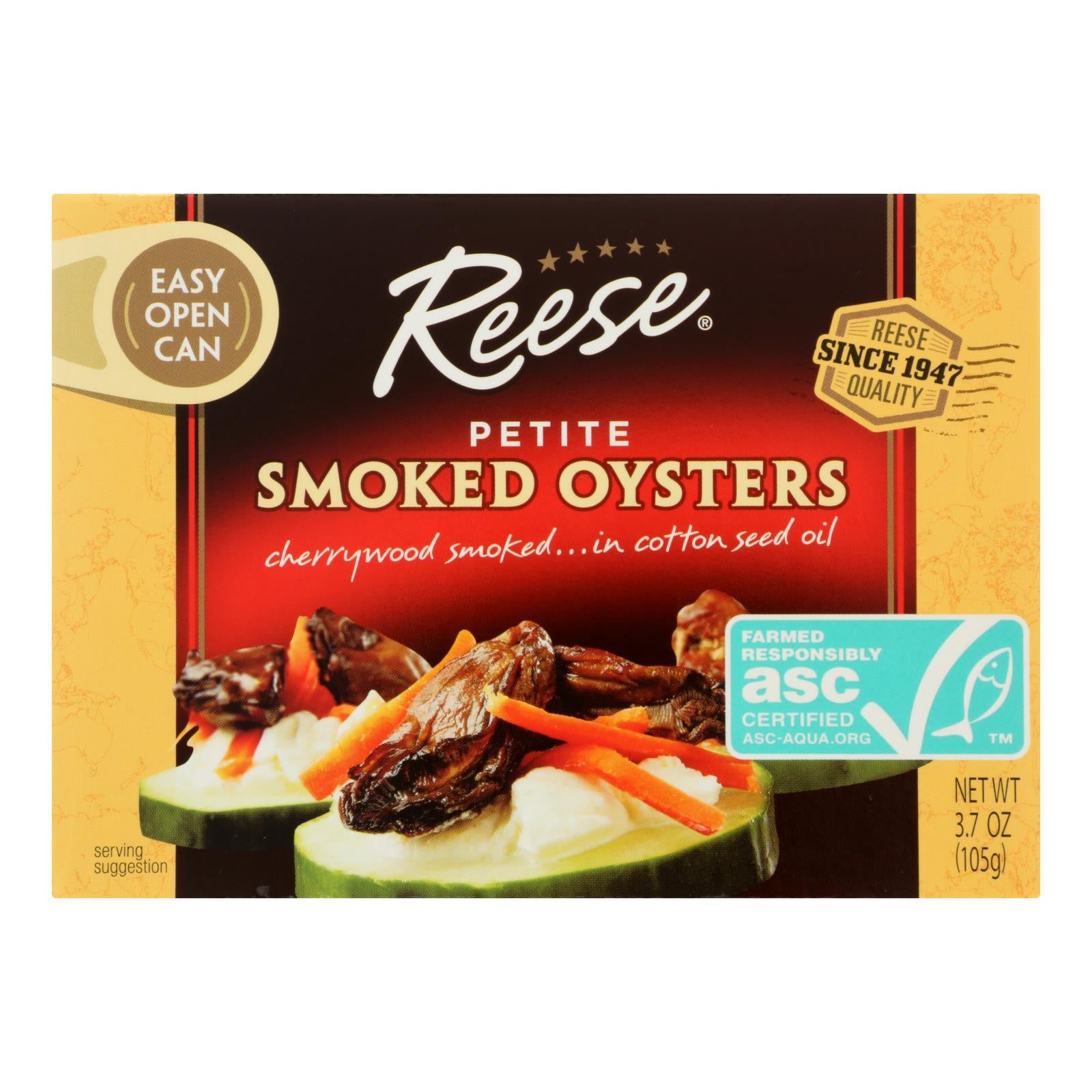 Reese Oysters - Smoked - Petite - Case Of 10 - 3.7 Oz