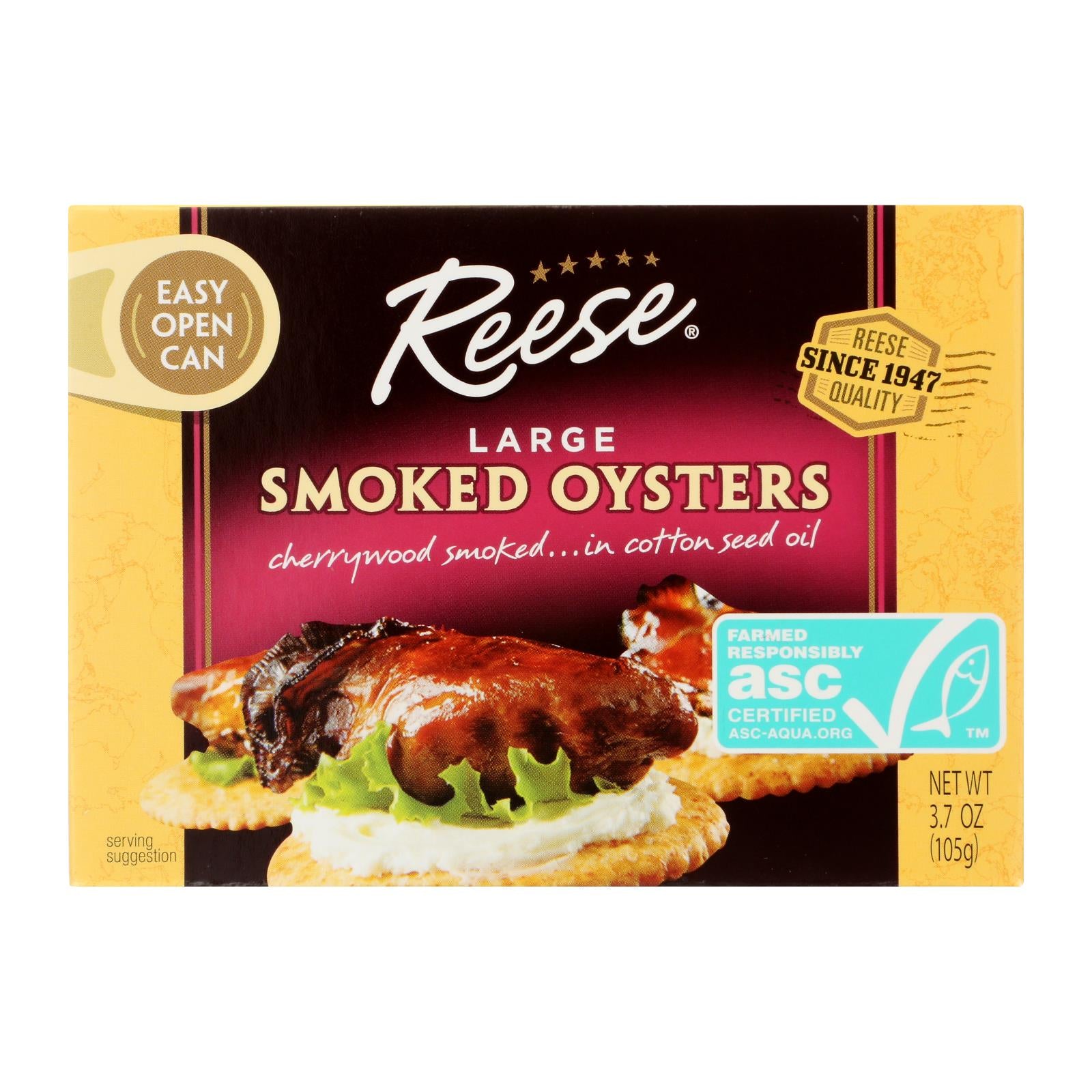 Reese Oysters - Smoked - Large - 3.7 oz - Case of 10