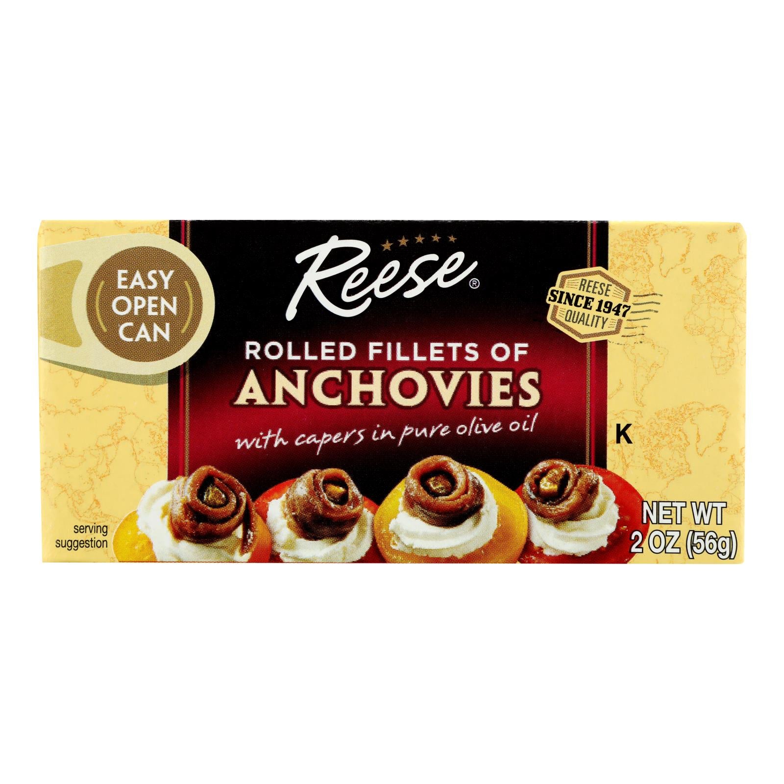 Reese Anchovies - Rolled - Case of 10 - 2 oz