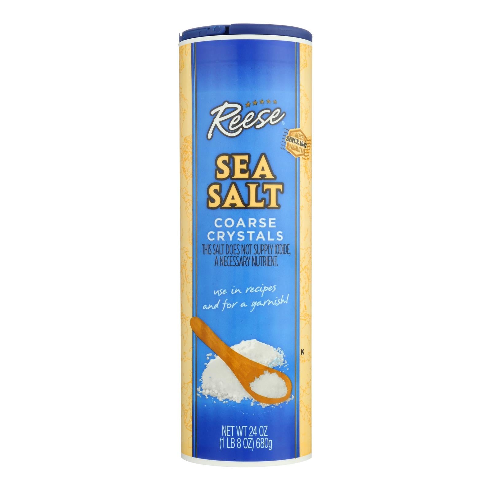 Reese Seasonings, Sea Salt, Coarse Crystals  - Case Of 12 - 24 Oz