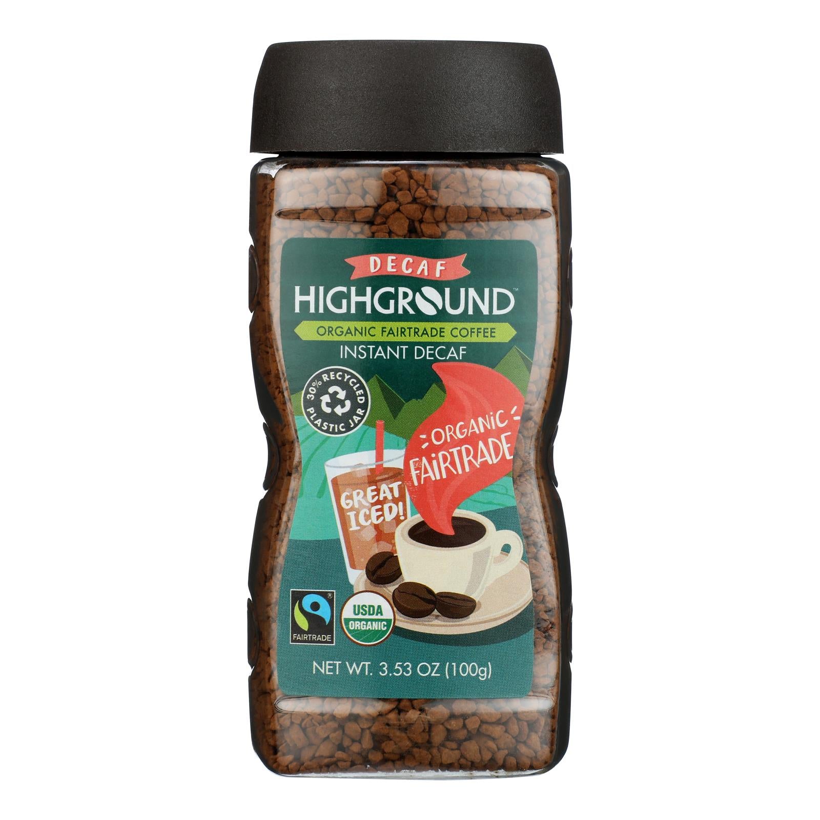 Highground - Coffee Decaf Instant - Case of 6 - 3.53 OZ