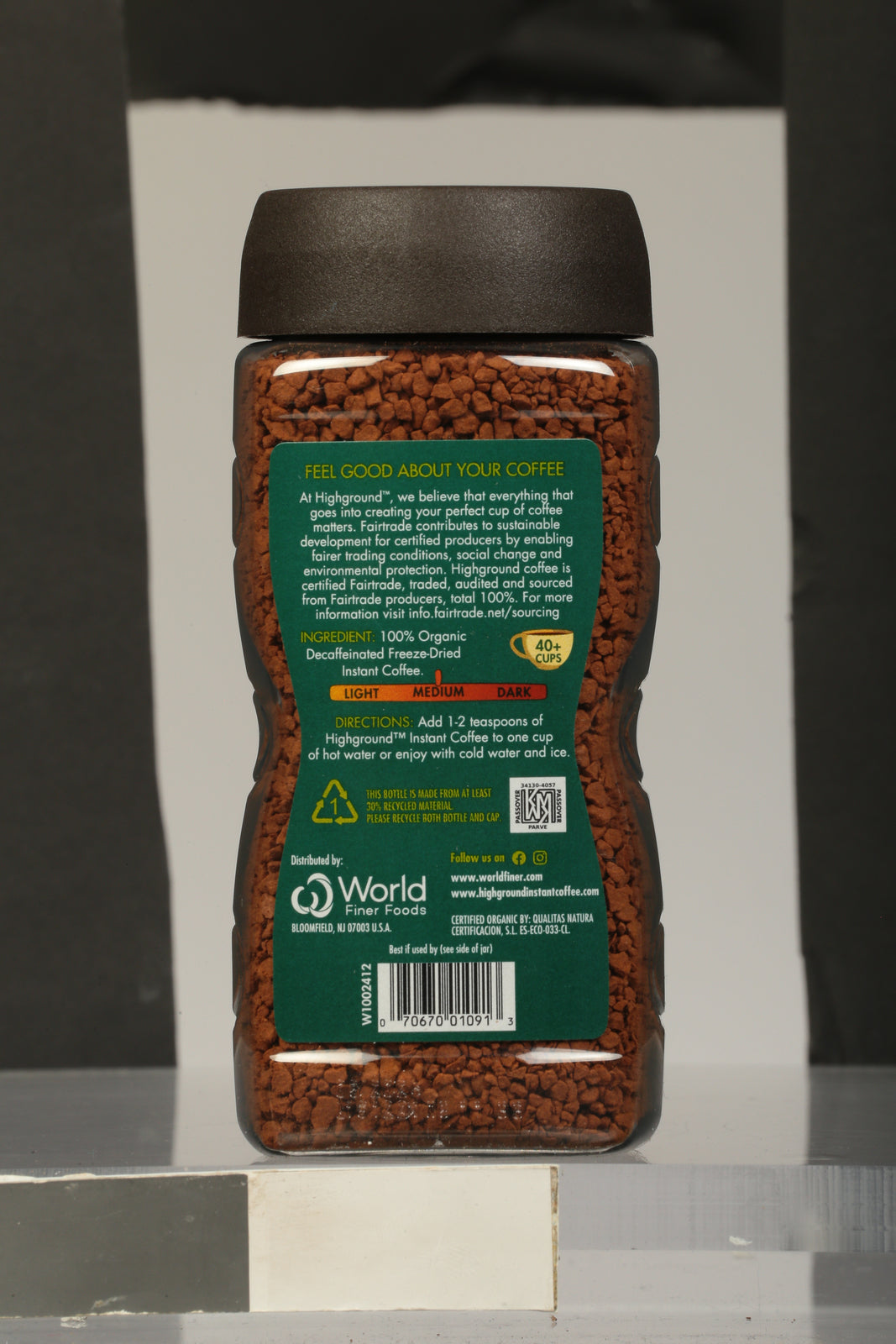 Highground - Coffee Decaf Instant - Case of 6 - 3.53 OZ