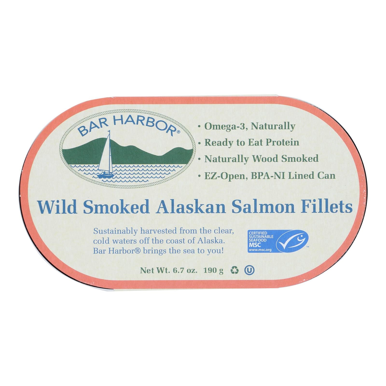 Bar Harbor - Salmon Fillets Wild Smoked Ak - Case Of 12-6.7 Oz