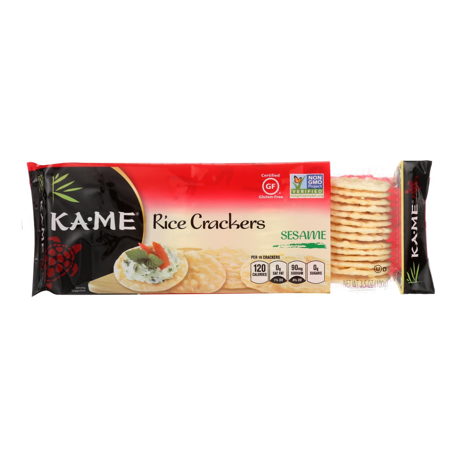 Ka'me Rice Crackers - Sesame - Case Of 12 - 3.5 Oz.