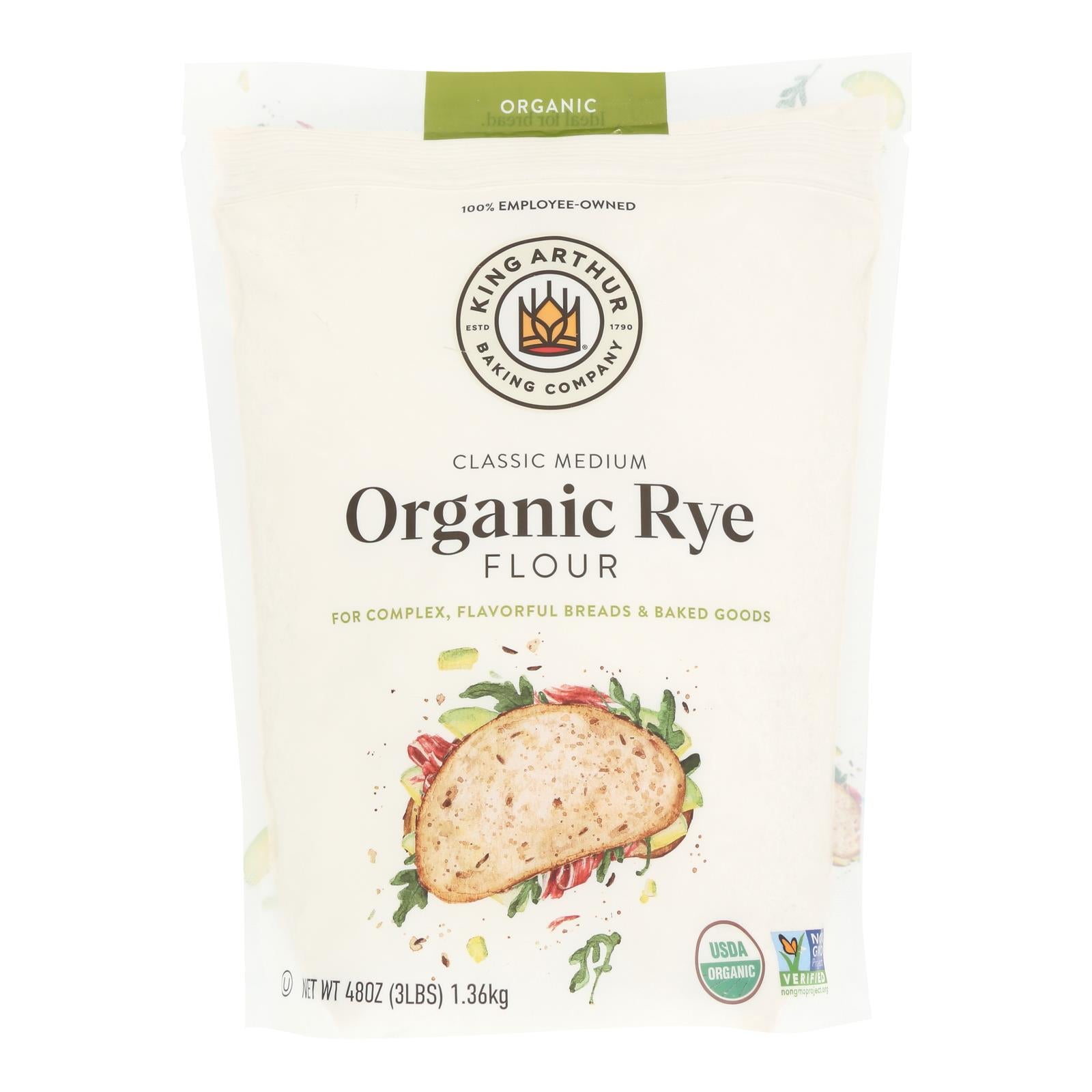 King Arthur Baking Company - Flour Organic Rye - Case Of 4-48 Oz