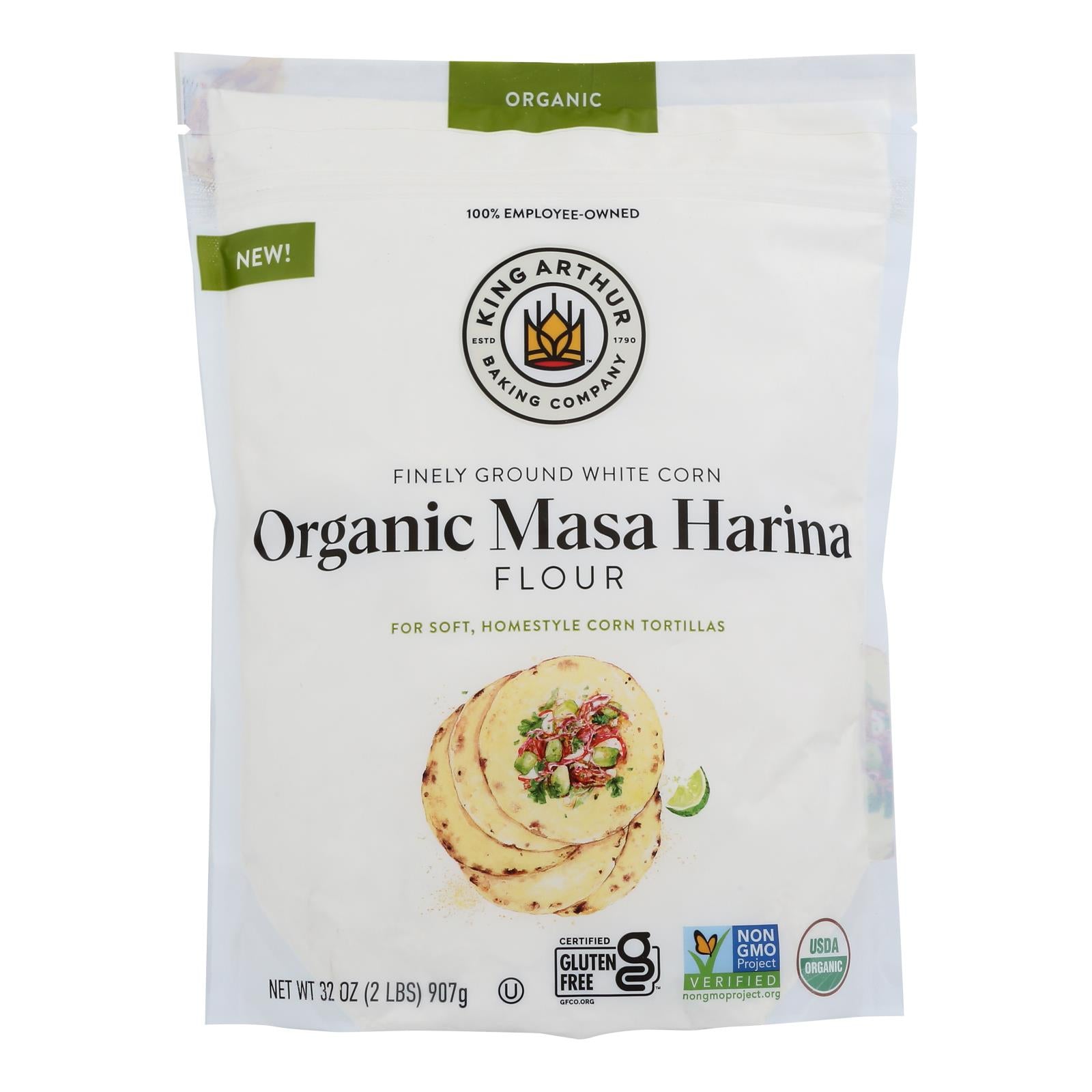 King Arthur Baking Company - Flour Organic Masa Harina - Case of 4-32 OZ