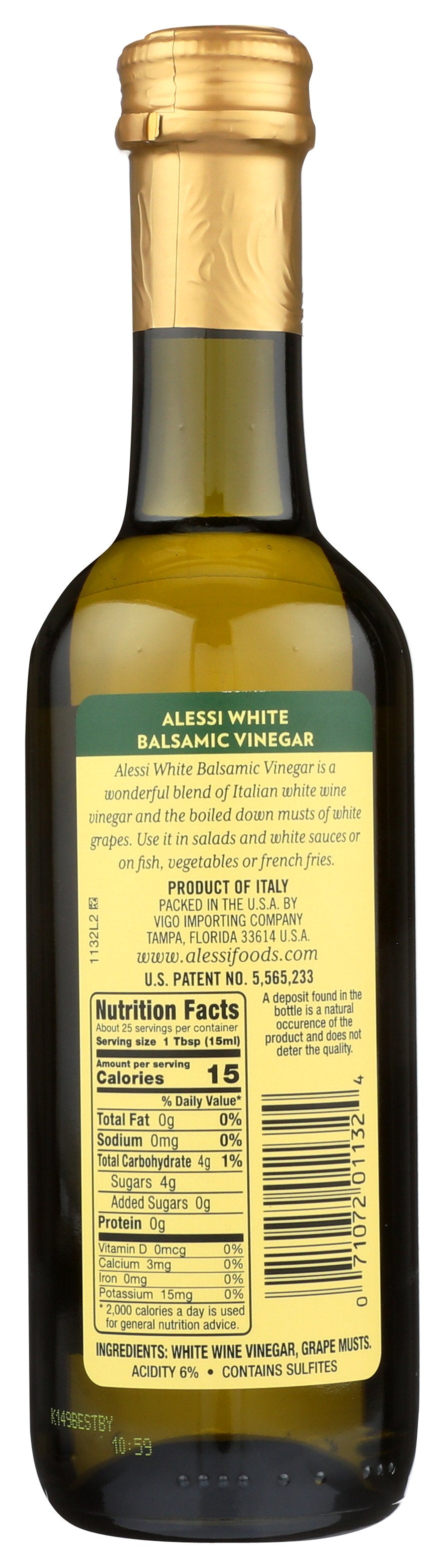 ALESSI VINEGAR BALSAMIC WHITE - Case of 6 [ALESSI - WHITE BALSAMIC VINEGAR - 12.75 FLUID OUNCE - 12.75 OZ]