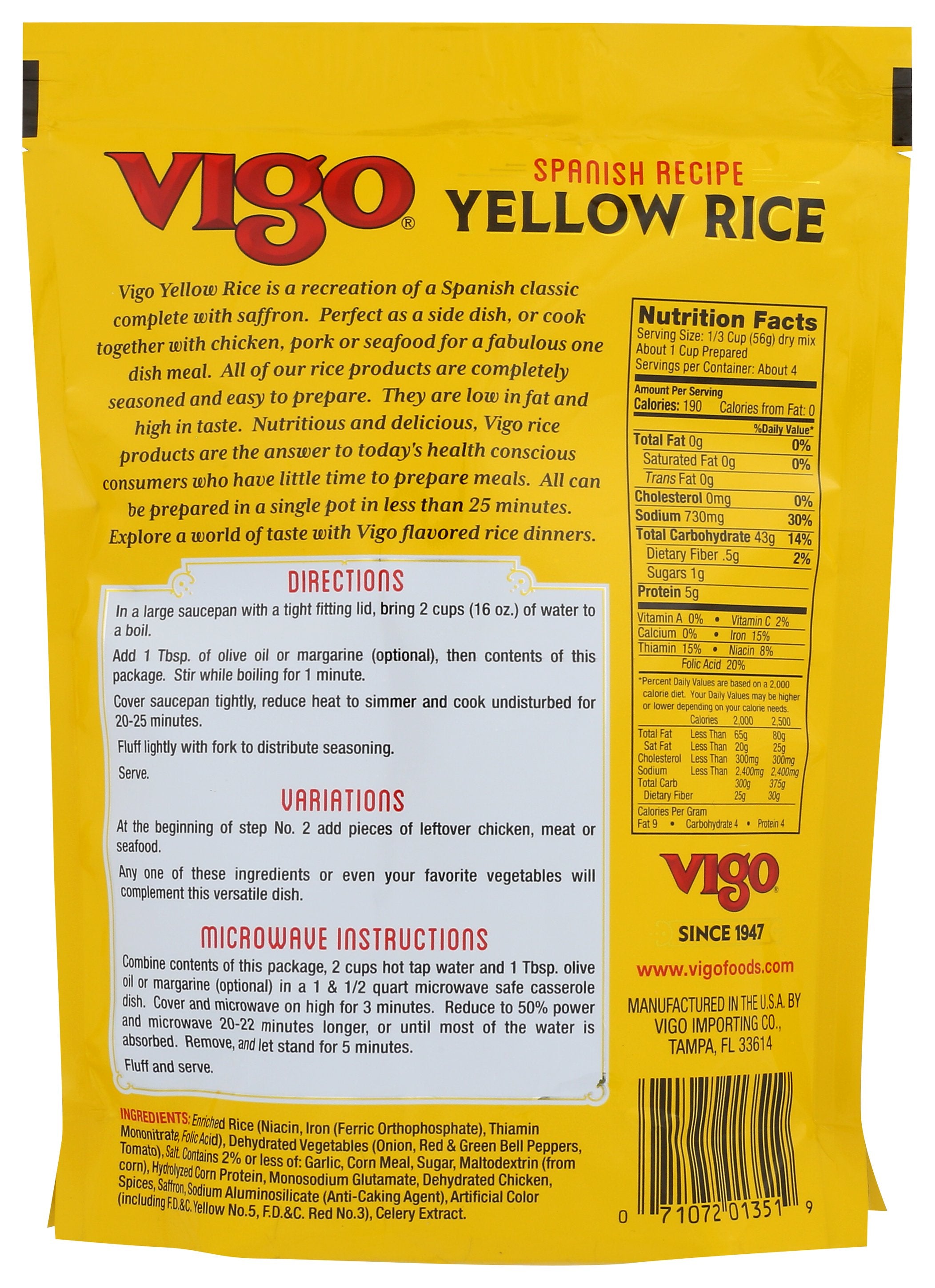 VIGO RICE YELLOW STAND UP BAG - Case of 6