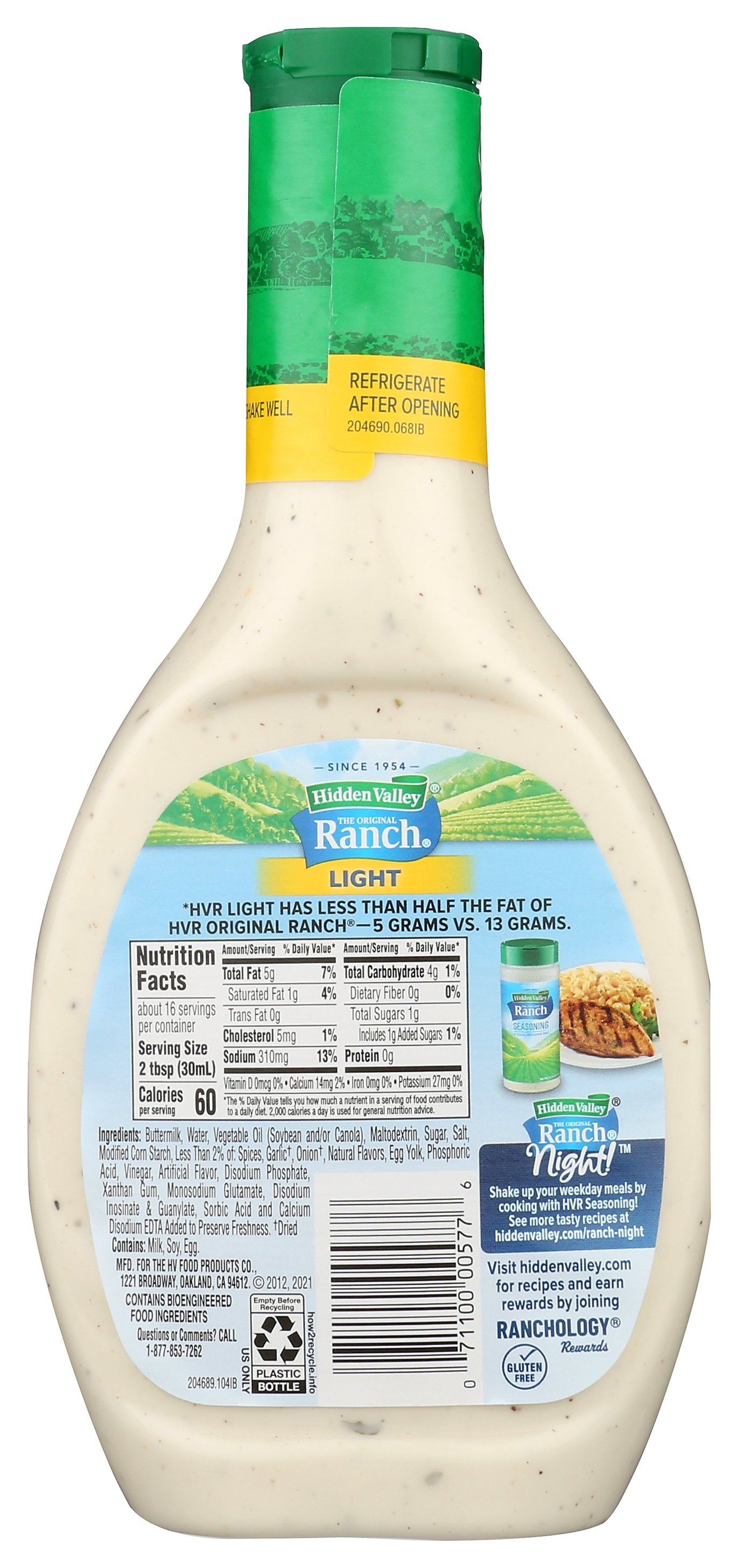 HIDDEN VALLEY RANCH DRESSING LIGHT RANCH - Case of 6