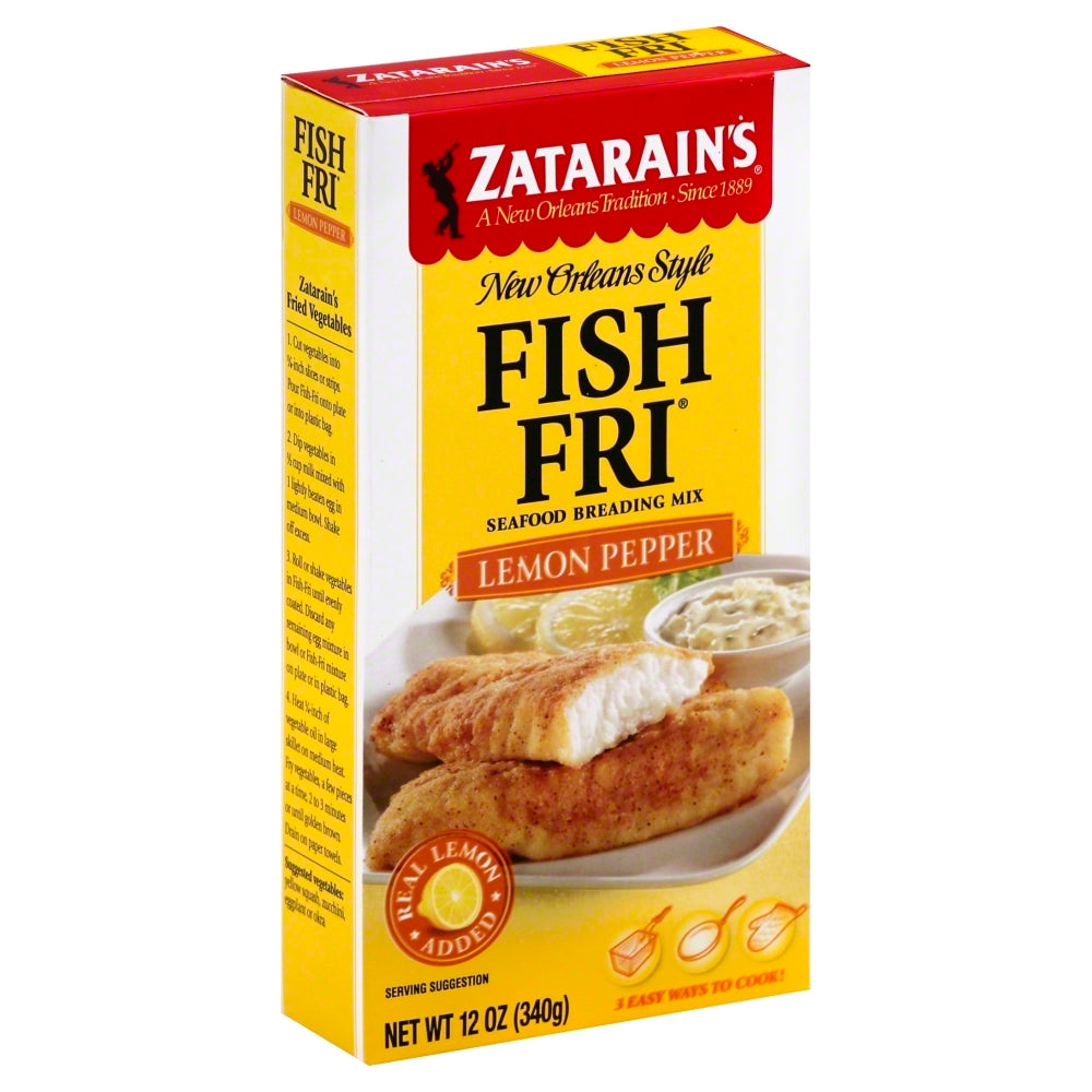 Zatarains Breading Fish Fry Lemon Pepper - 12 Oz (Pack of 8)