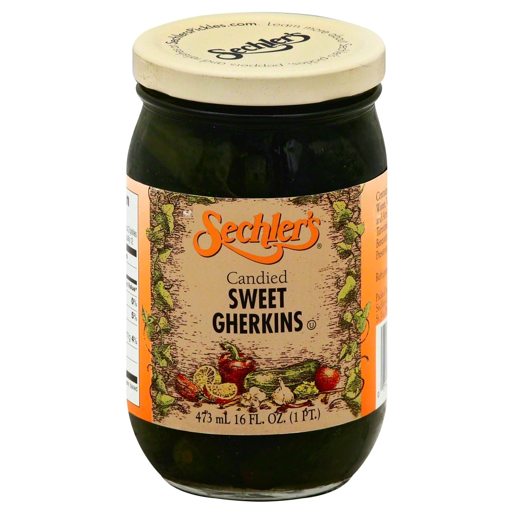 Sechlers Candied Sweet Gherkins - Case of 6 - 16 fl oz