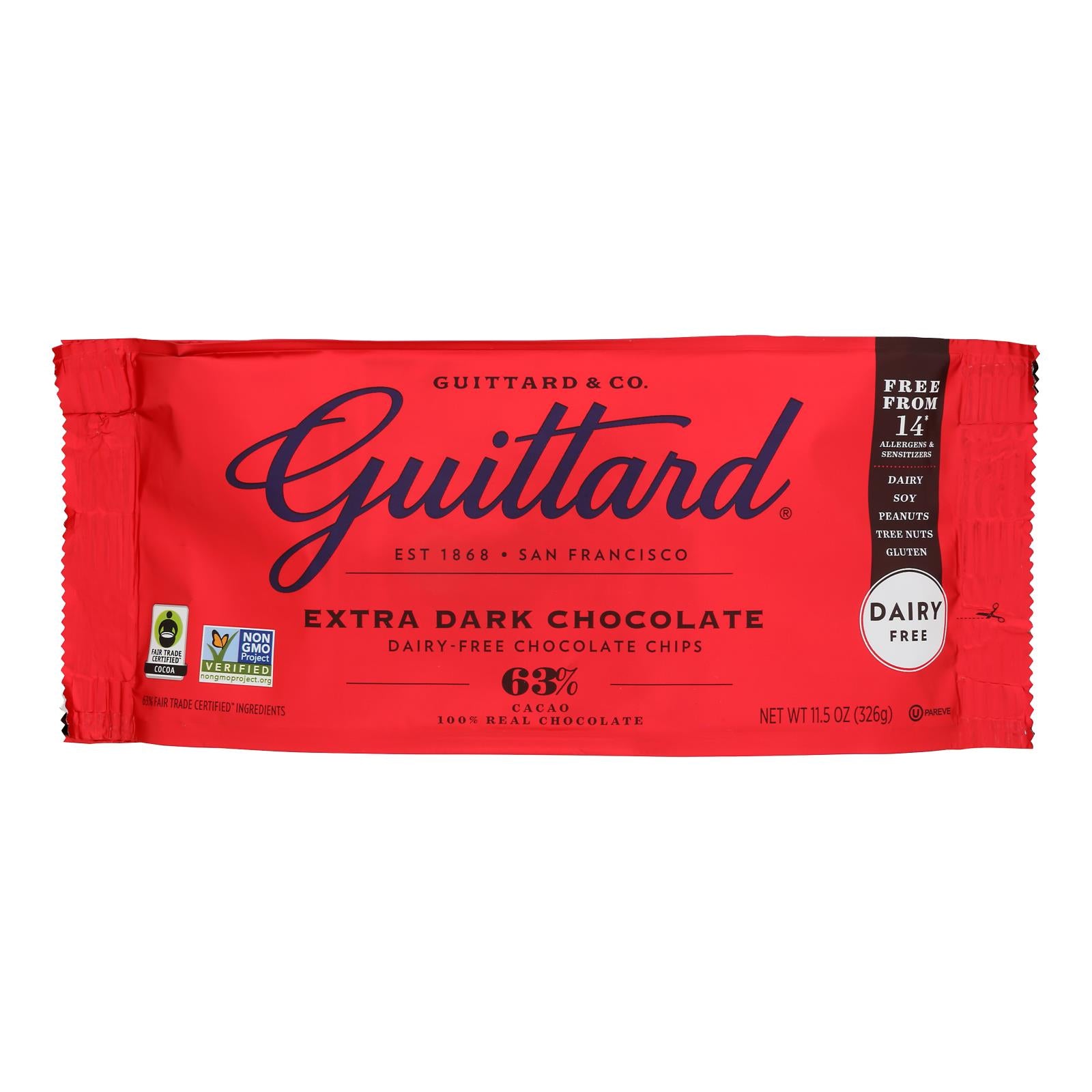 Guittard Chocolate Extra Dark - Chocolate Chip - Case Of 12 - 11.5 Oz.