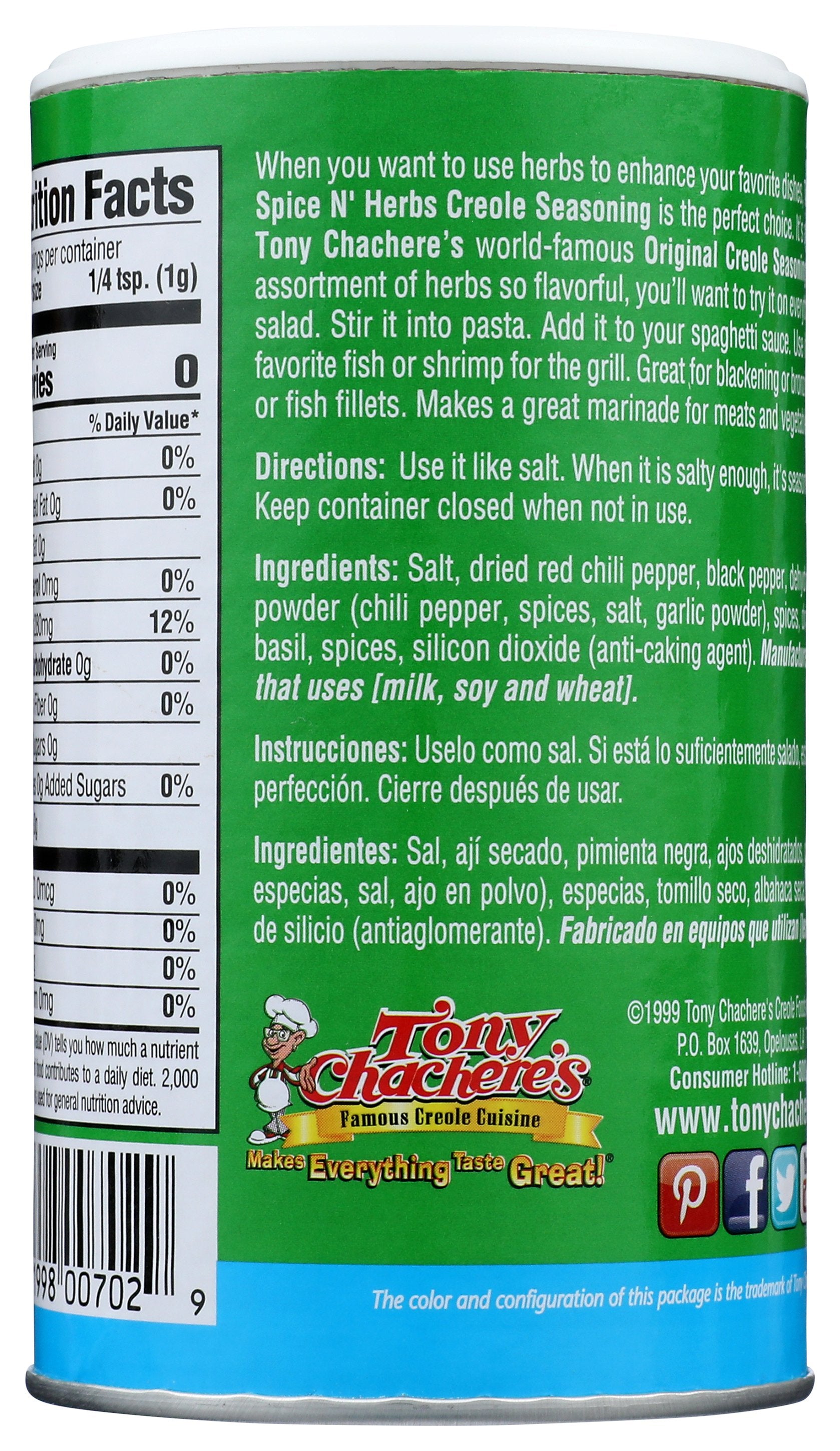TONY CHACHERES SSNNG SPICE & HERB - Case of 6