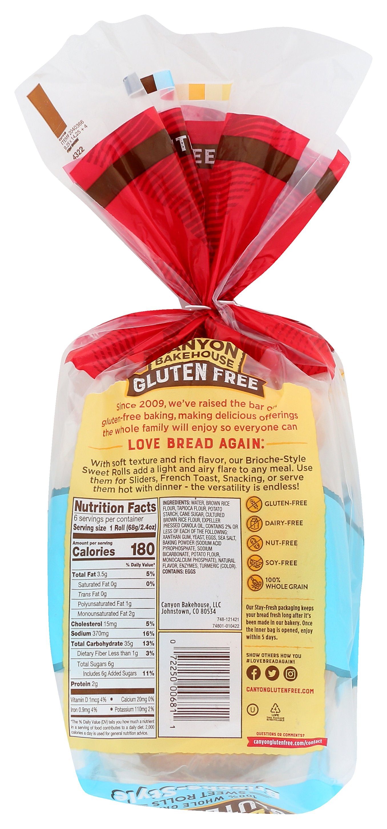 CANYON BAKEHOUSE BRIOCHE ROLLS SWEET - Case of 6