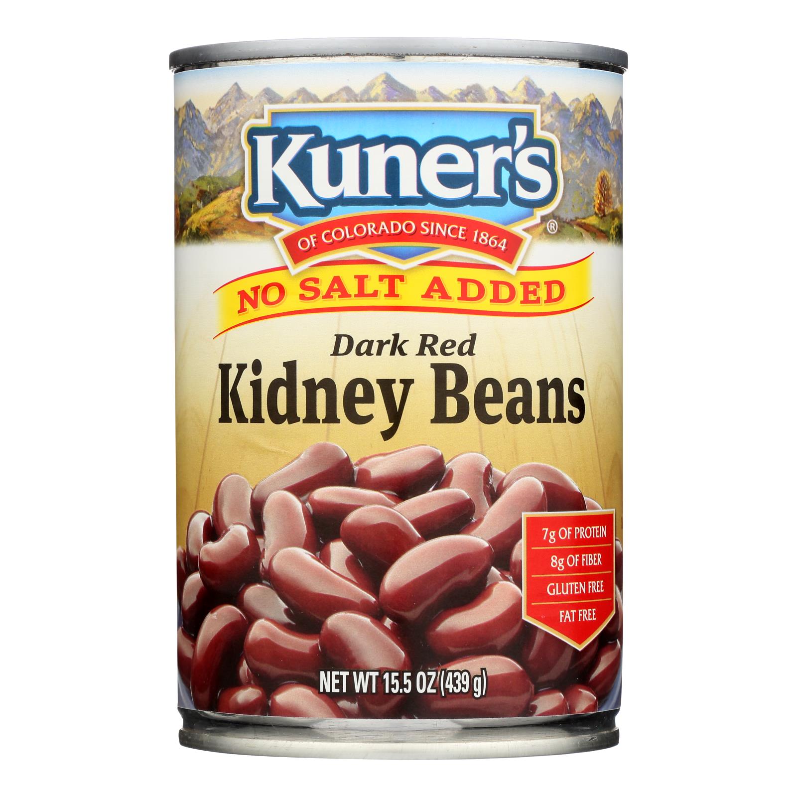 Kuner - Dark Red Kidney Beans - No Salt Added - Case of 12 - 15 oz.