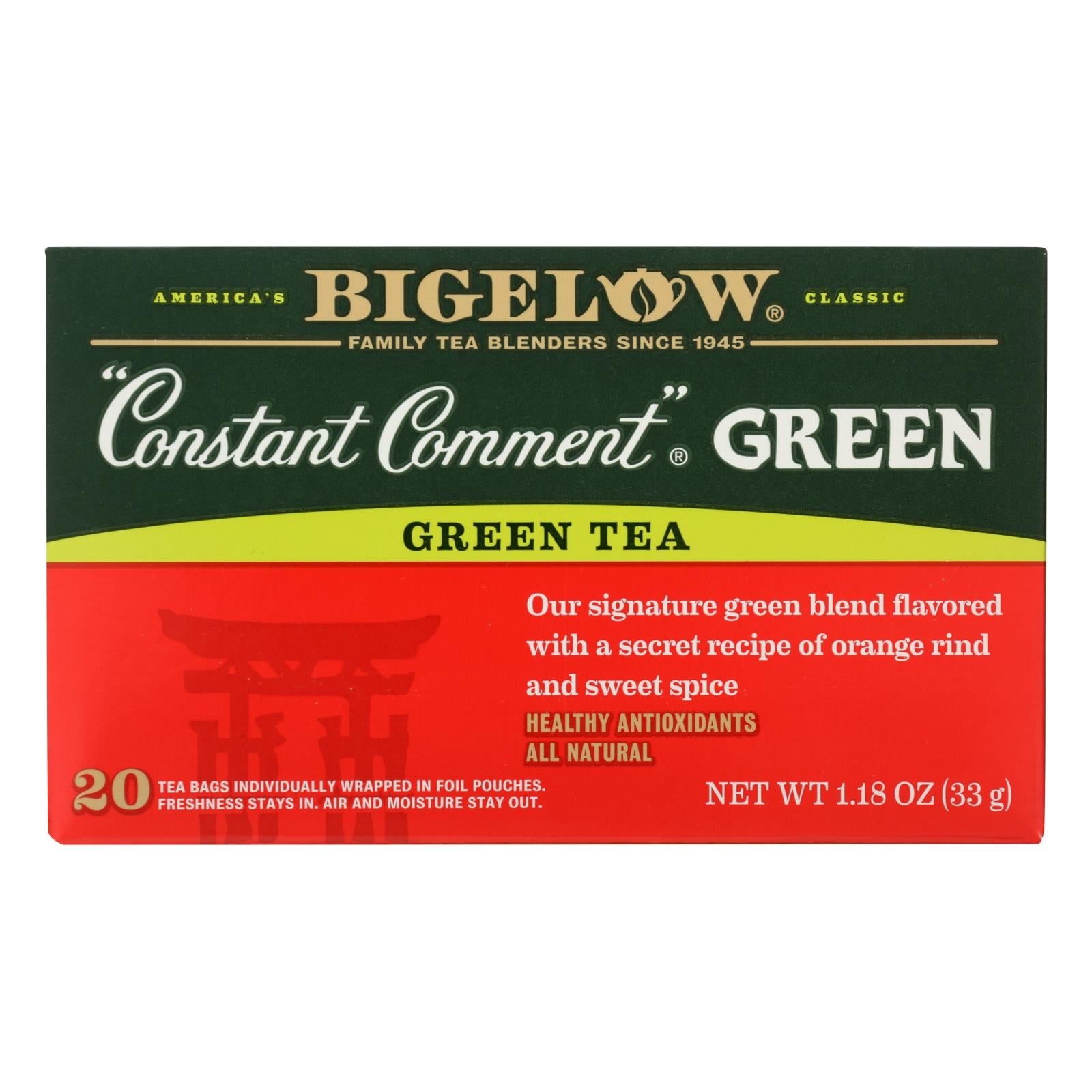 Bigelow Constant Comment Bag Tea Green  - Case of 6 - 20 BAG