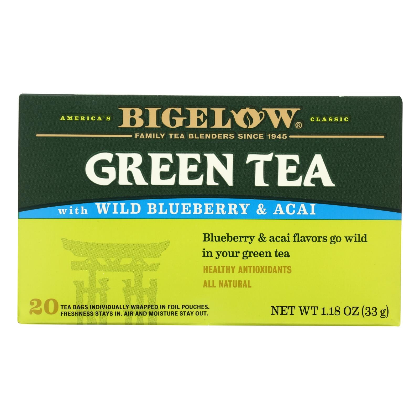 Bigelow Tea Green Tea With Blueberry - Case Of 6 - 20 Bag