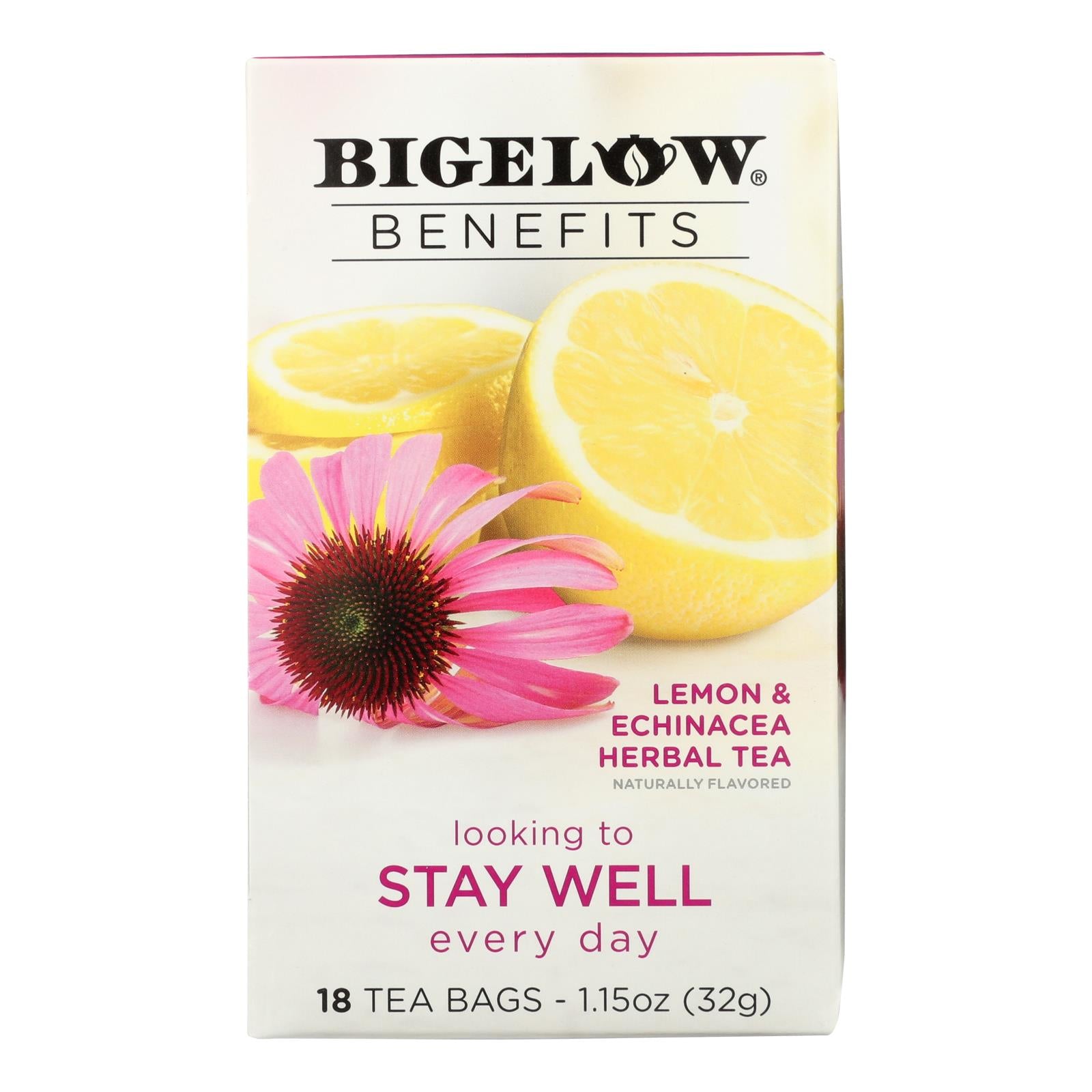 Bigelow Tea Tea - Lemon Echinacea - Stay Well - Case Of 6 - 18 Bag