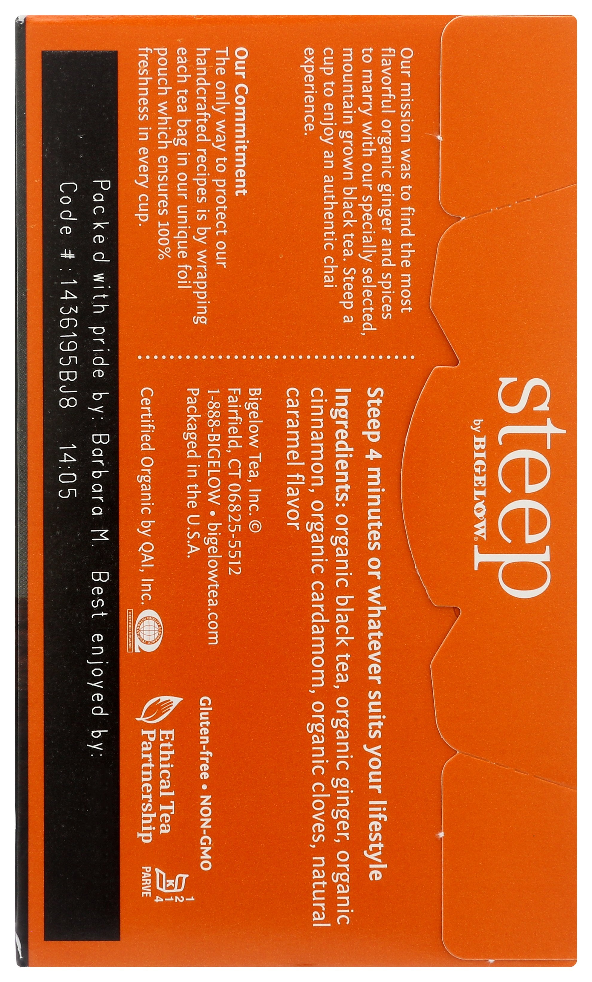 BIGELOW TEA STEEP CHAI ORG 20BG - Case of 6