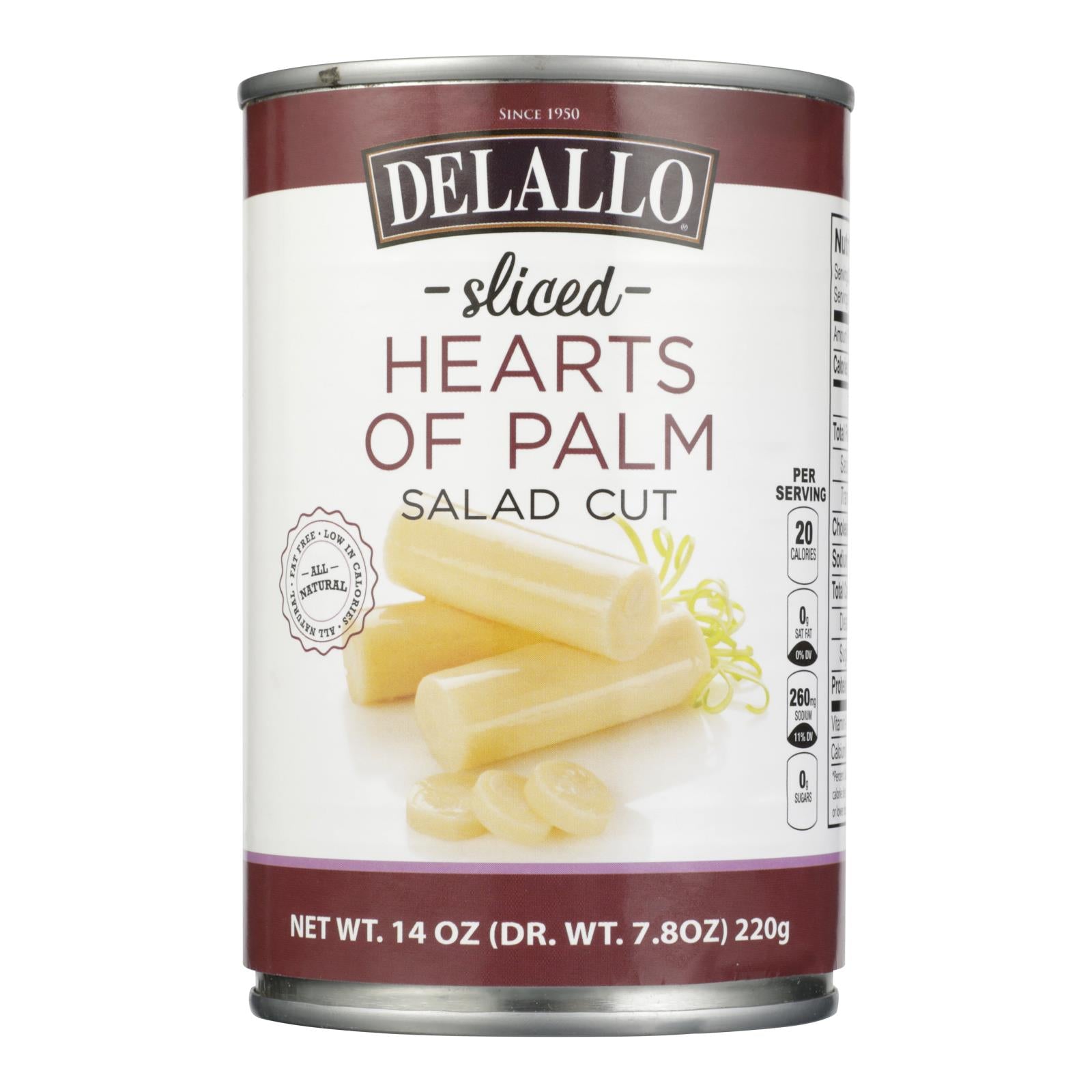 Delallo Sliced Hearts Of Palm Salad Cut - Case of 12 - 14.1 OZ