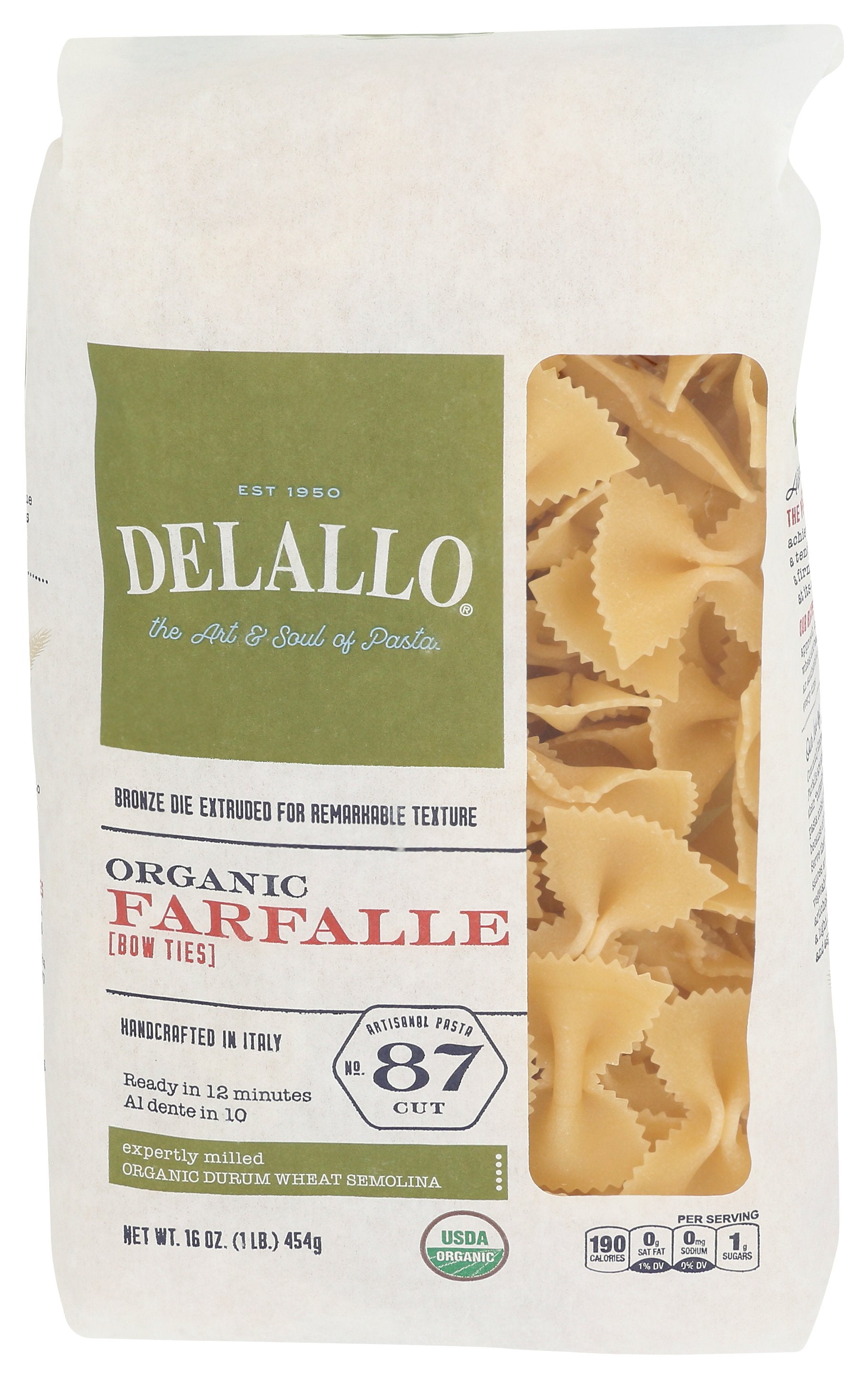 DELALLO PASTA SEMOLINA FARFALLONI ORG - Case of 8