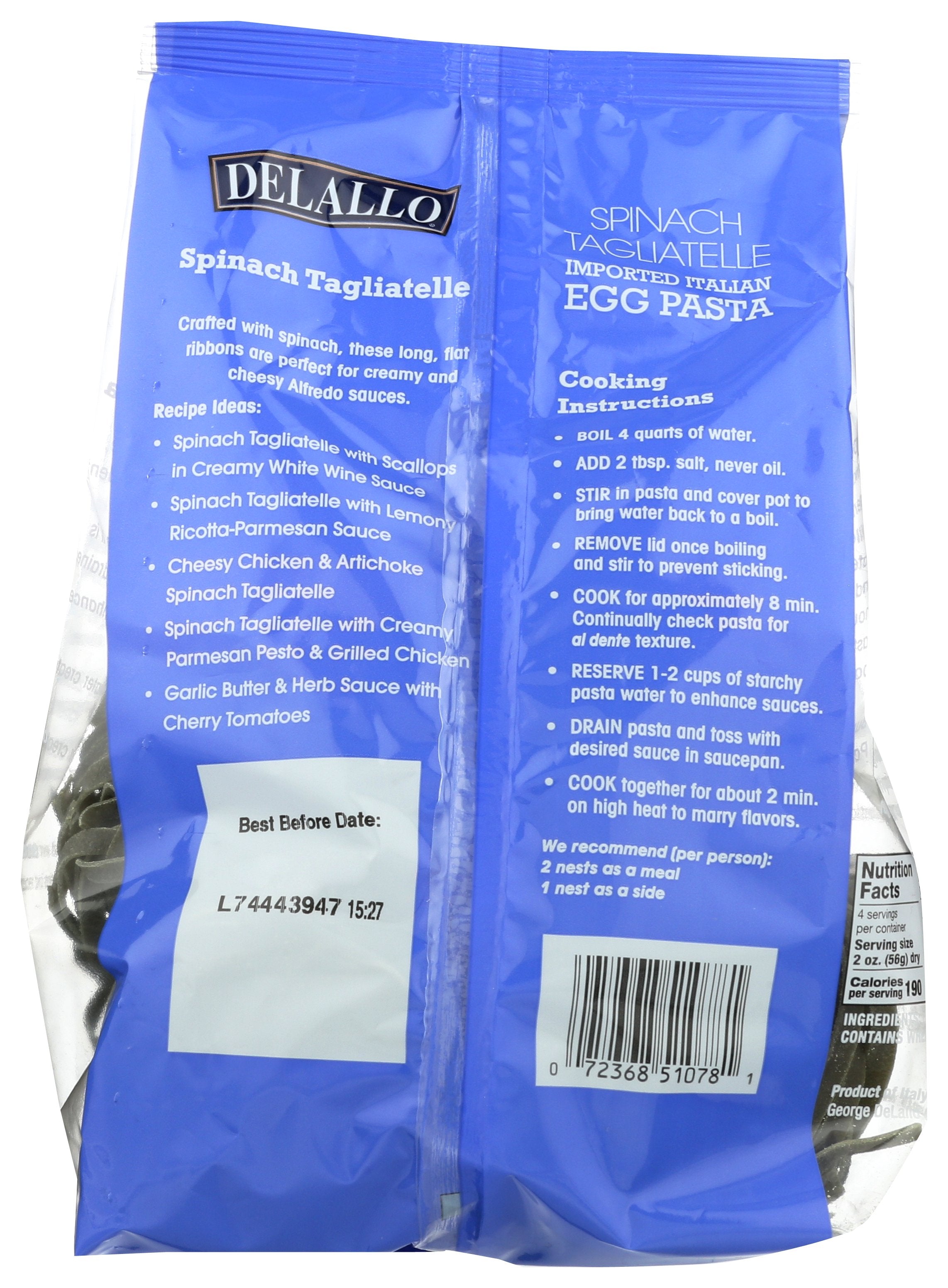 DELALLO PASTA TAGLIATELLE SPINACH - Case of 12