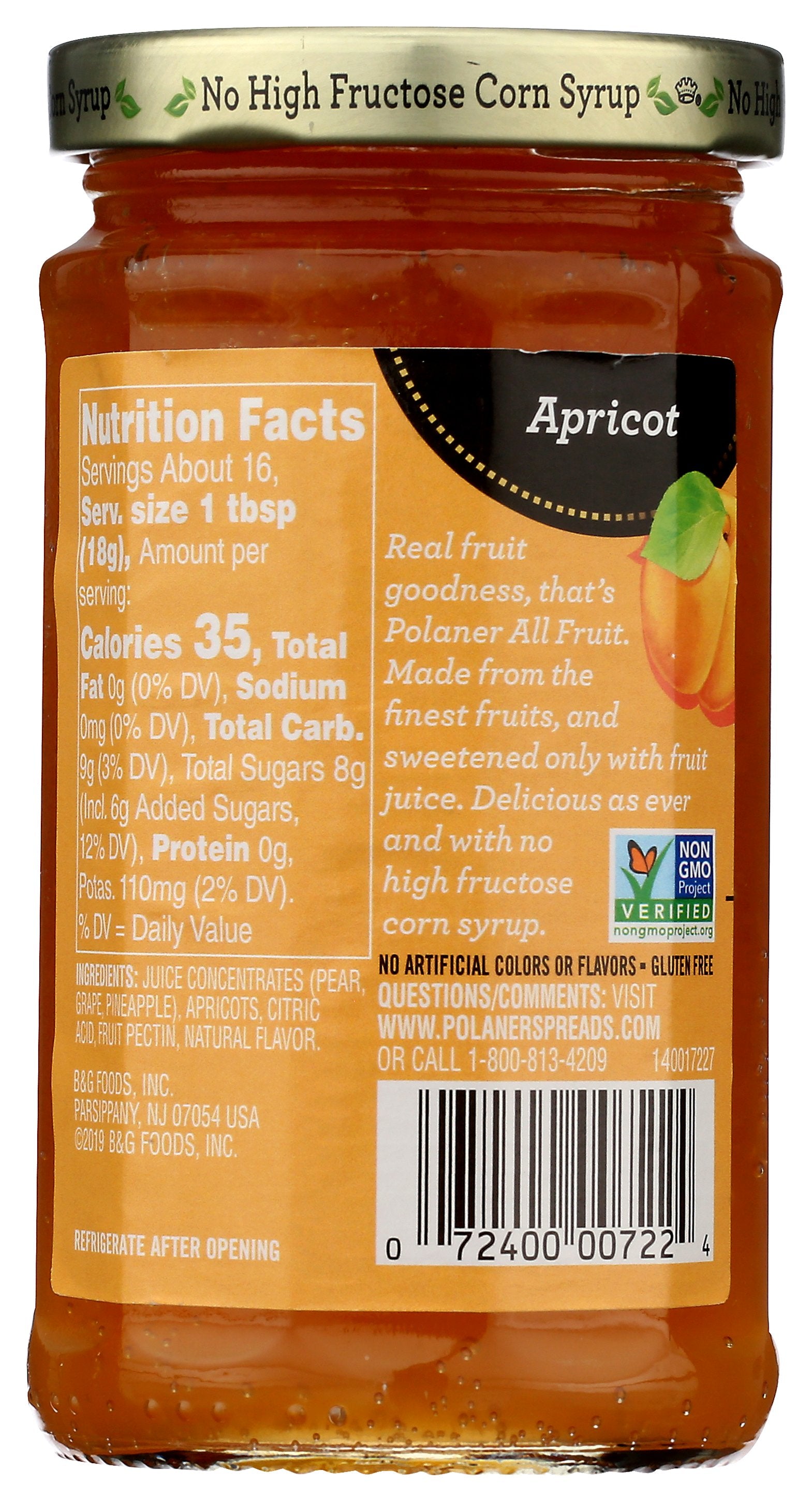 POLANER FRUIT SPRD APRICOT - Case of 12