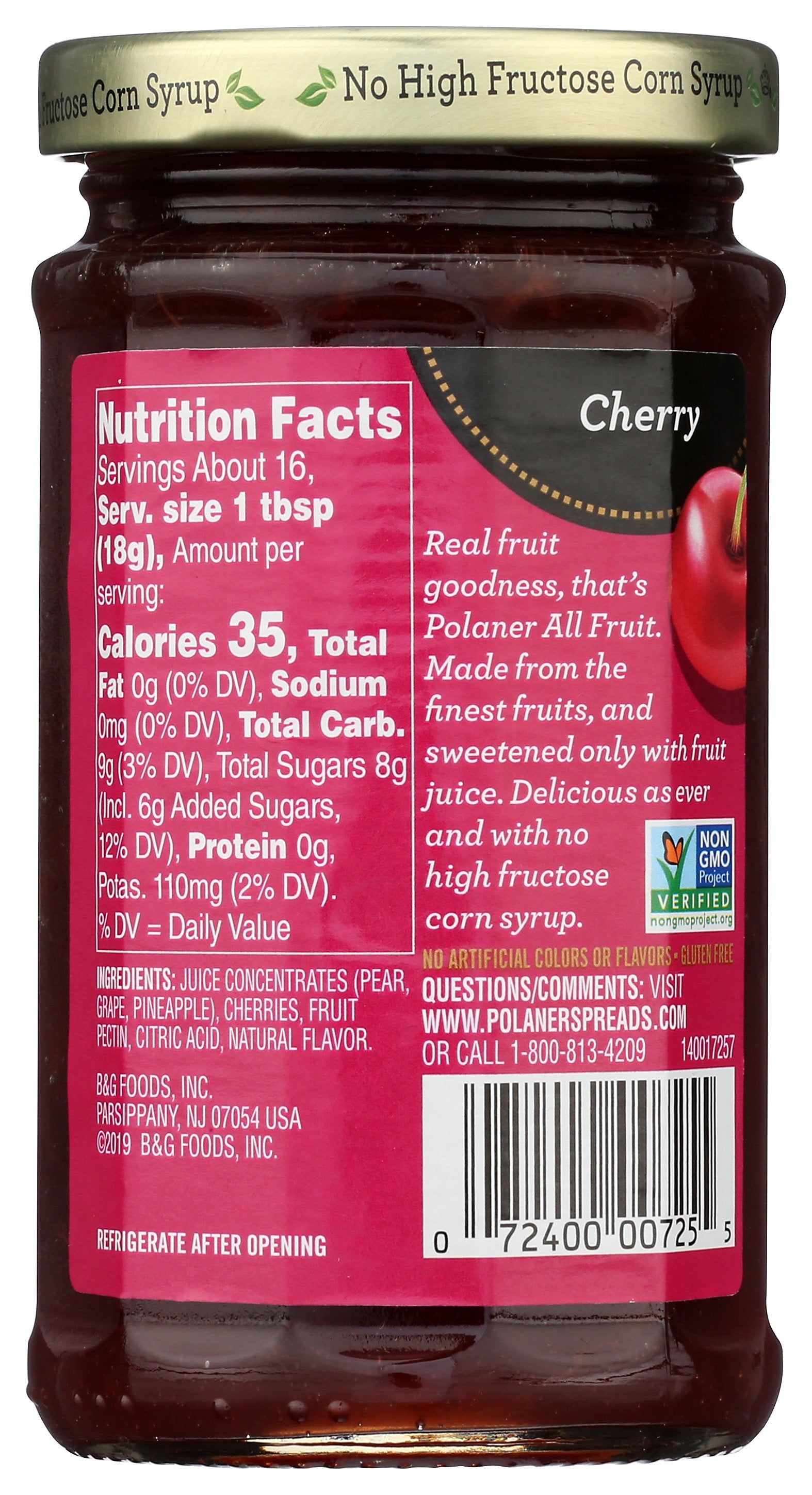 POLANER FRUIT SPRD BLK CHERRY - Case of 12