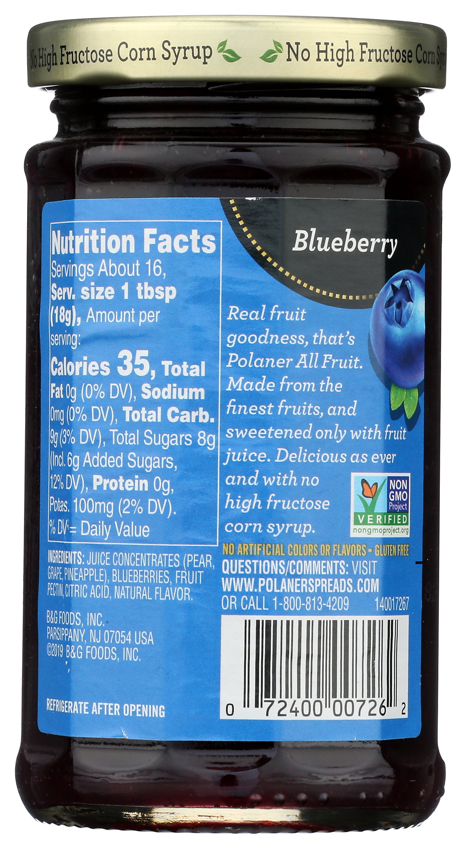 POLANER FRUIT SPRD BLUEBRY - Case of 12