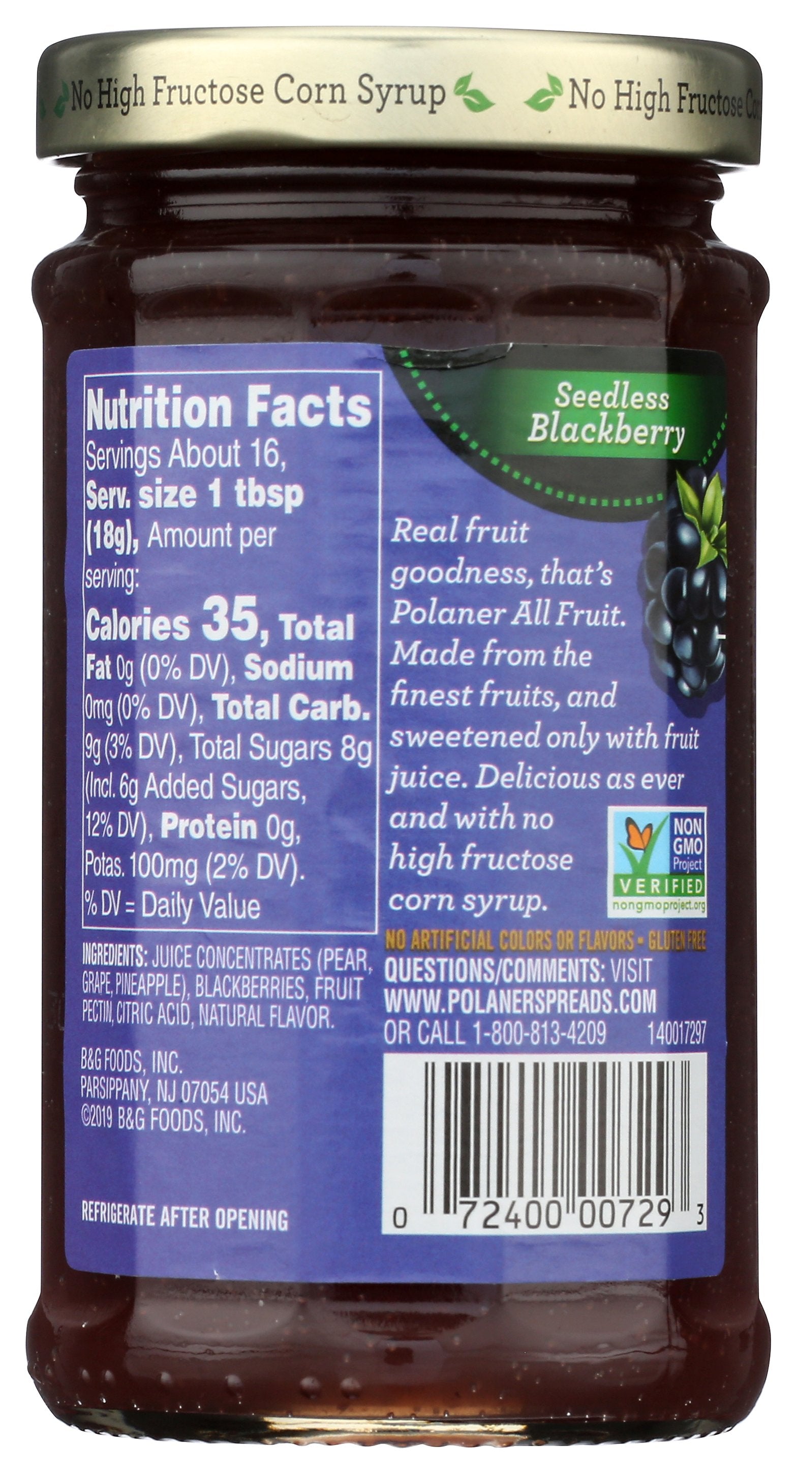 POLANER FRUIT SPRD SDLS BLKBRY - Case of 12