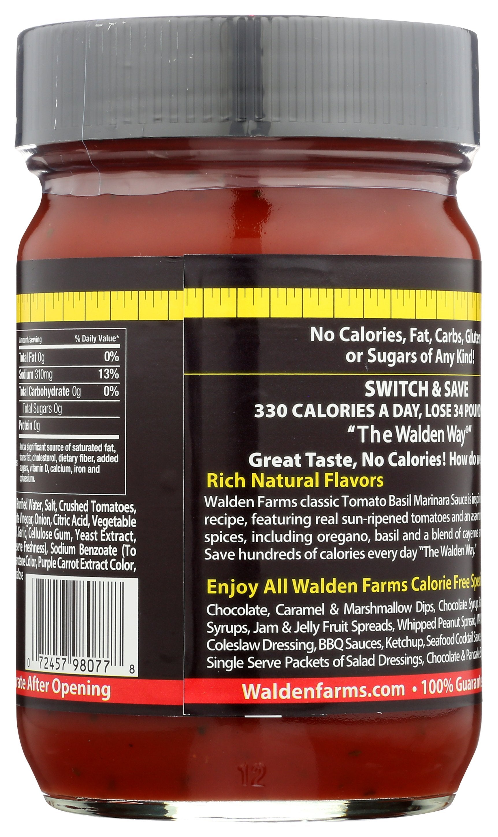 WALDEN FARMS SAUCE PASTA CF TOMATO BASIL - Case of 6
