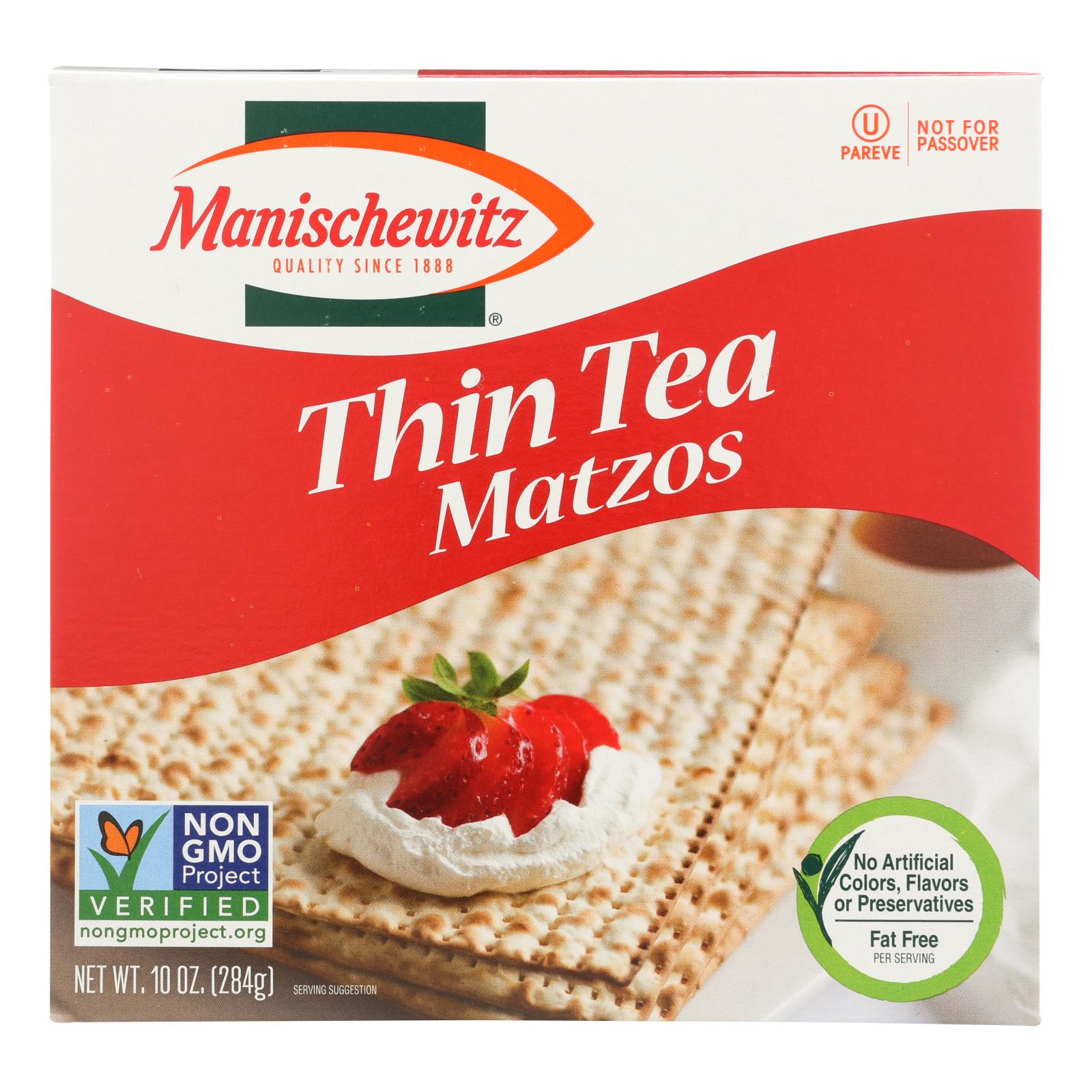 Manischewitz - Thin Matzo Tea Crackers - Case of 12 - 10 oz.