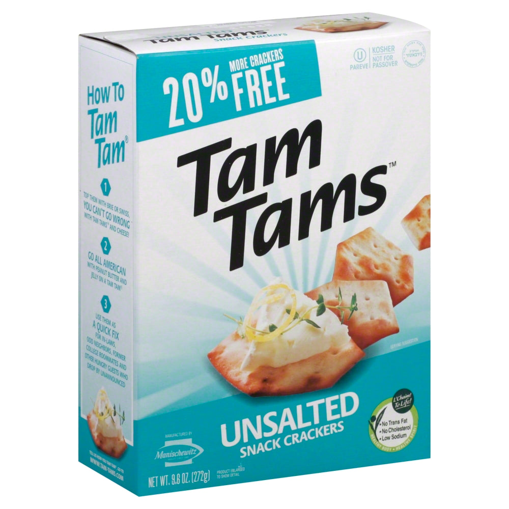 Manischewitz Cracker Snack Tamtam Unsalted - Case of 12 - 9.6 oz