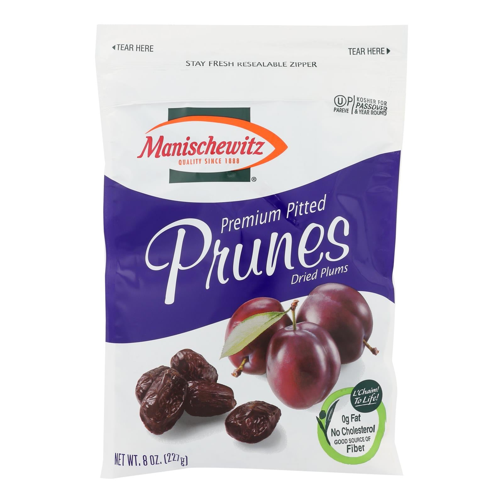 Manischewitz - Fruit Dried Pitted Prunes - Case of 12 - 8 OZ