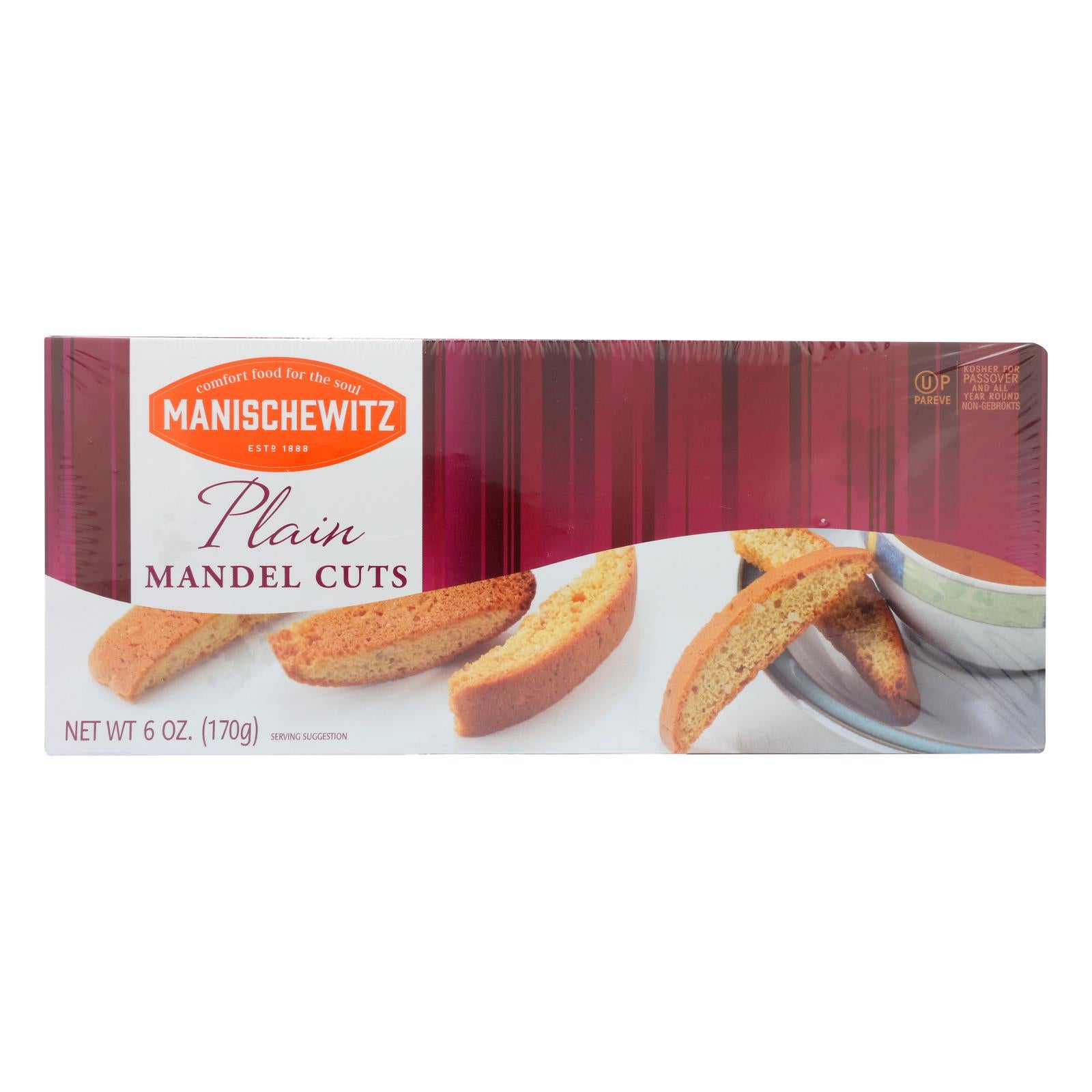 Manischewitz Plain Mandel Cuts - Case of 12 - 6 OZ