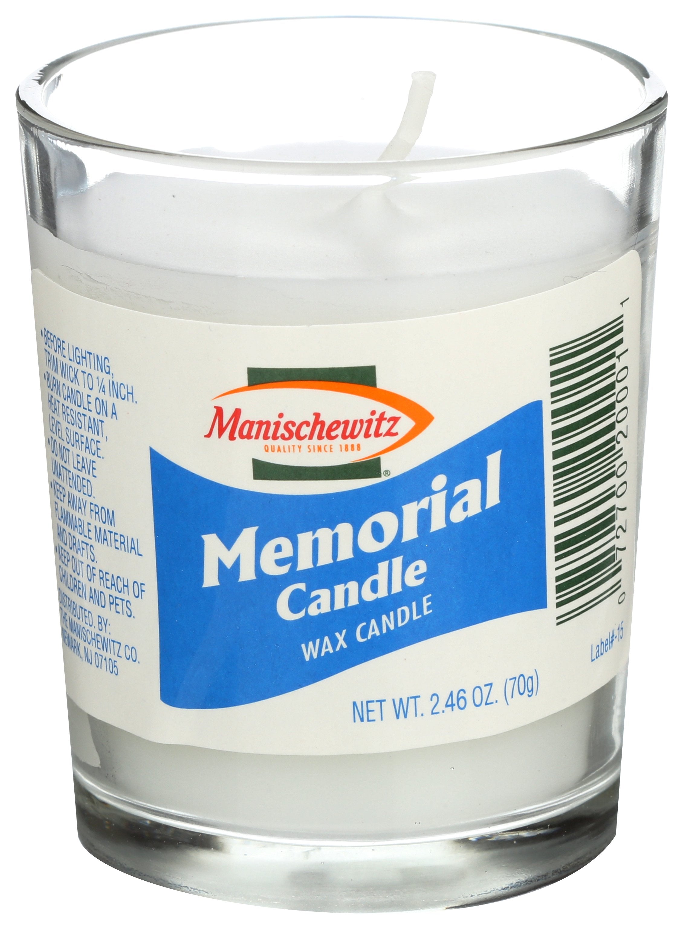 MANISCHEWITZ CANDLE GLASS MEMORIAL - Case of 24