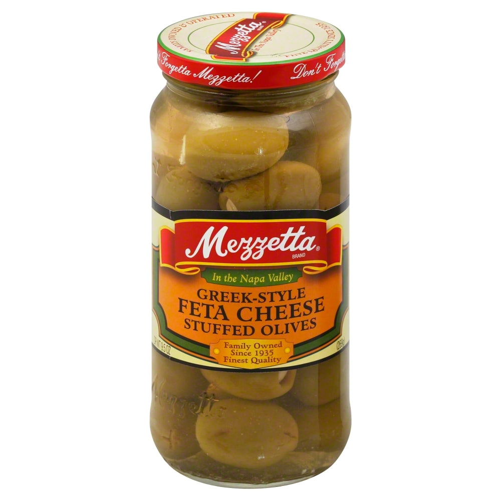 Mezzetta Feta Cheese Stuffed Olives - Case of 6 - 9.5 oz.
