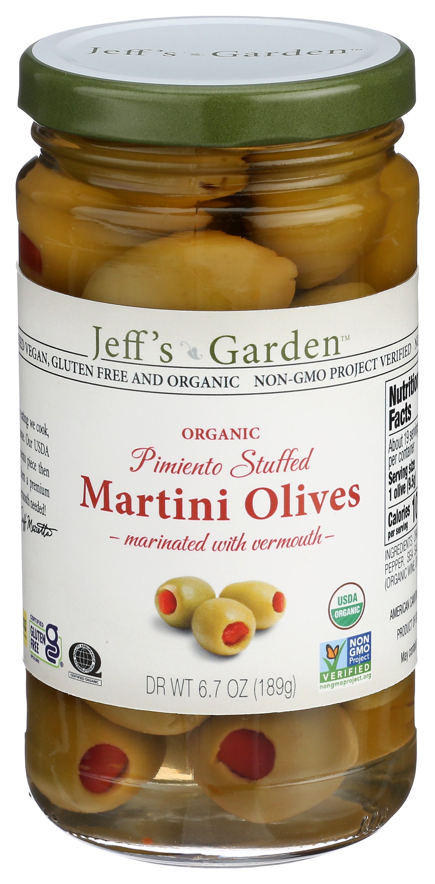 JEFFS GARDEN OLIVES MARTINI STUFD ORG - Case of 6