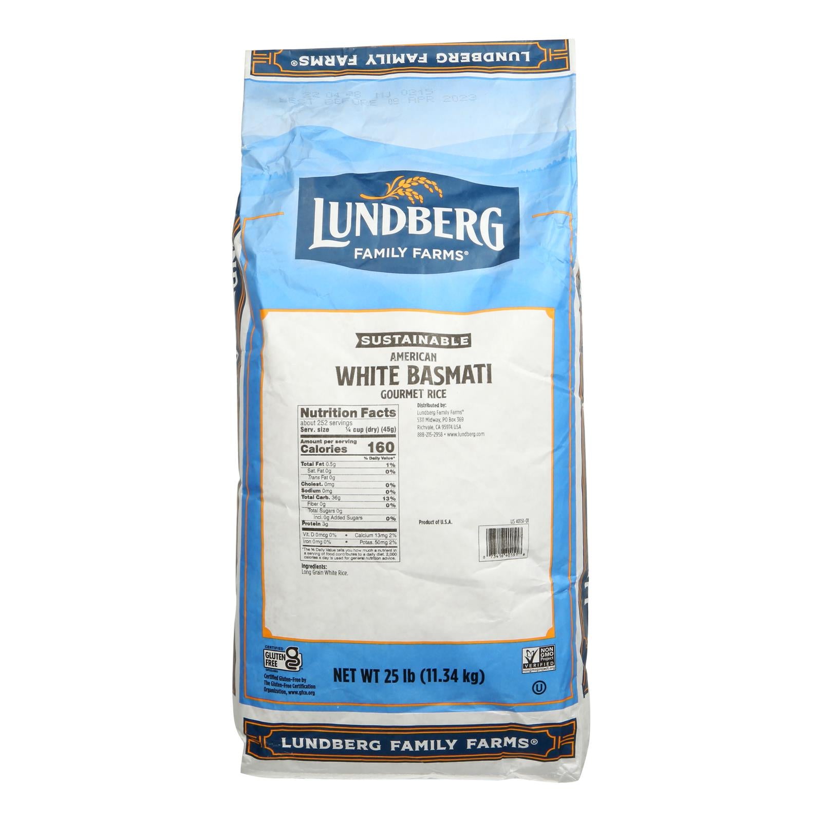 Lundberg Family Farms California White Basmati Rice - Single Bulk Item - 25lb