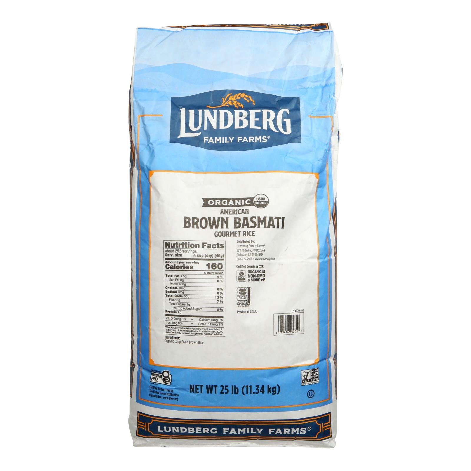 Lundberg Family Farms Organic Rice Brown Basmati - Single Bulk Item - 25lb