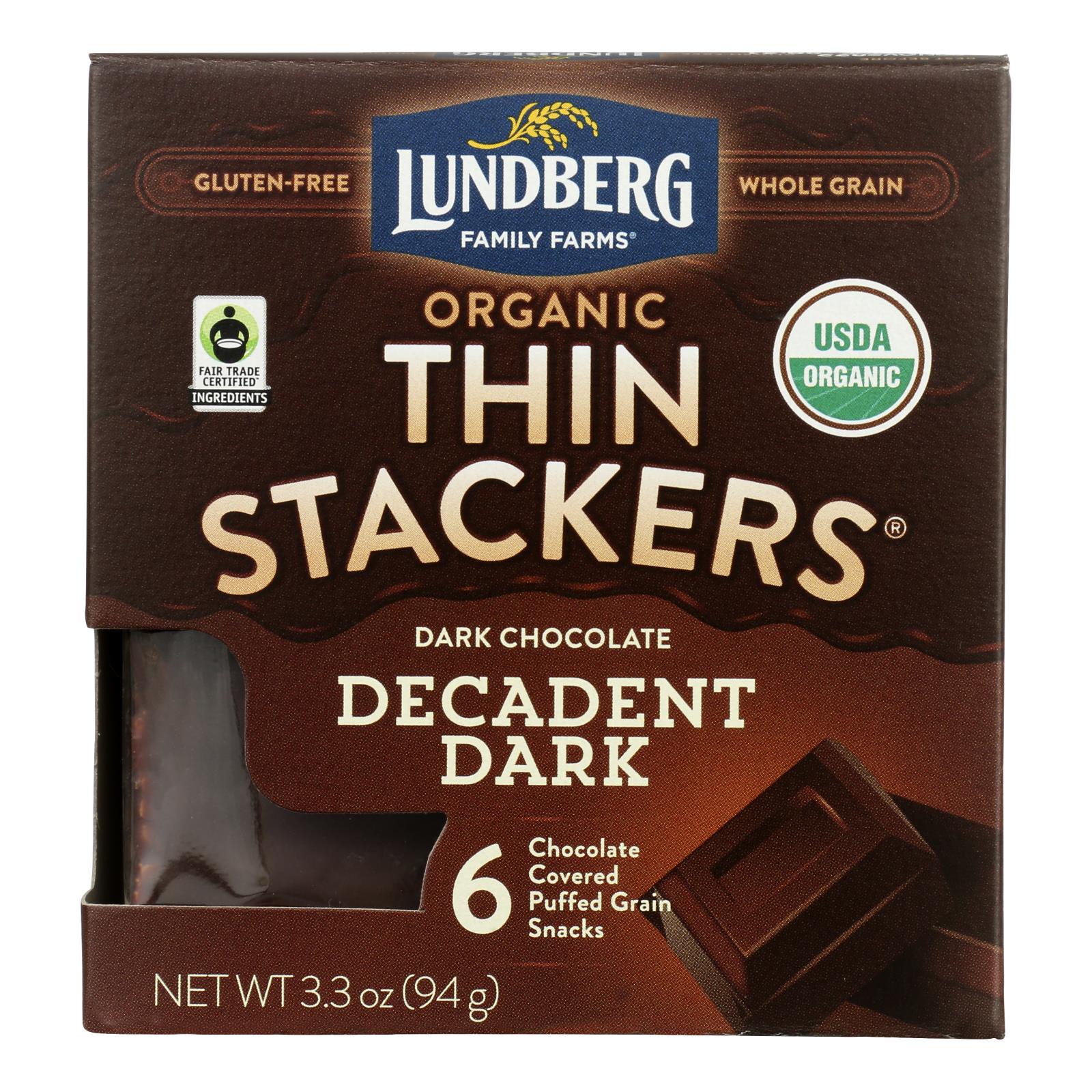 Lundberg Family Farms - Stackers Dark Chocolate - Case of 6 - 3.3 OZ