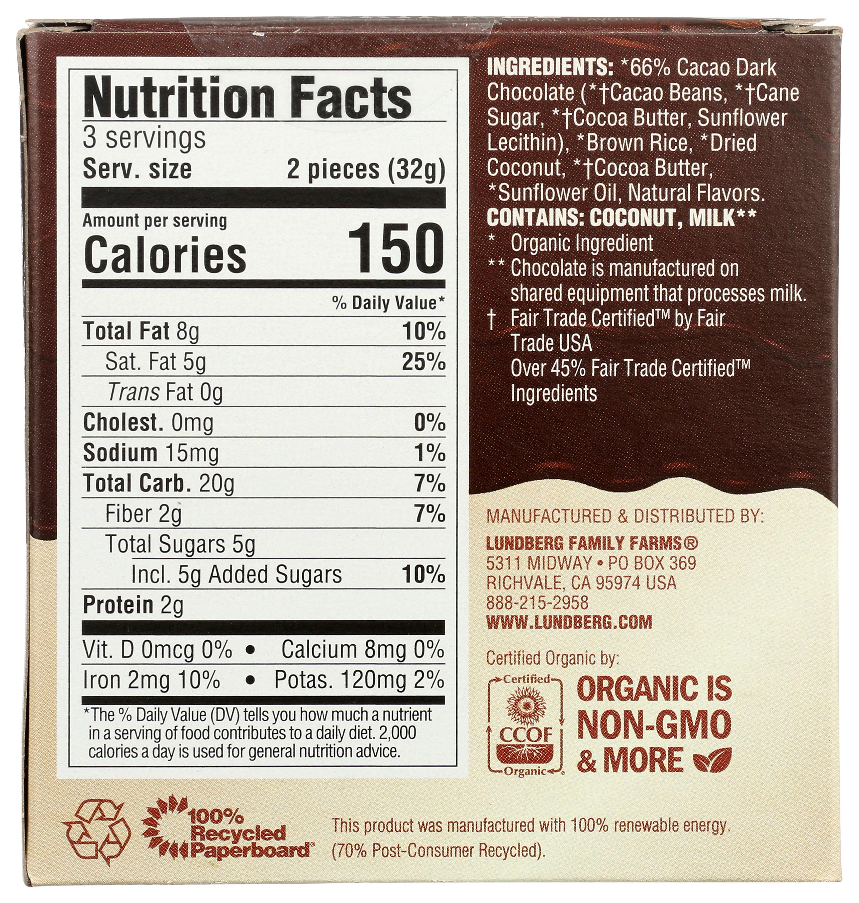 LUNDBERG RICE CKE DRK CHC CNT ORG - Case of 6